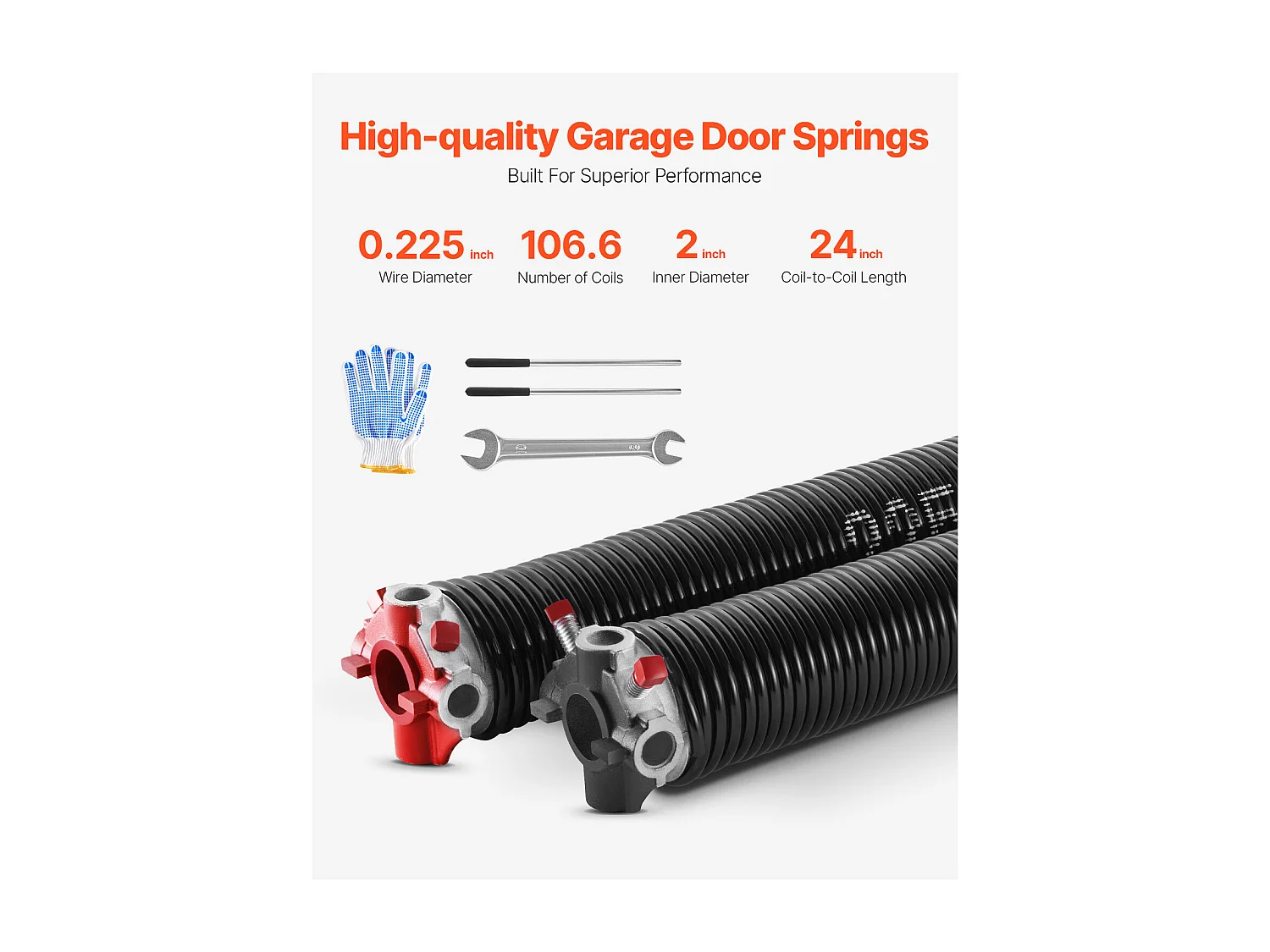 Molle di Torsione SucceBuy per Porta del Garage - Coppia, 0.6 x 5 x 61cm, con Barre di Avvolgimento, Rivestimento Nero Elettroforetico per una Sostituzione Facile