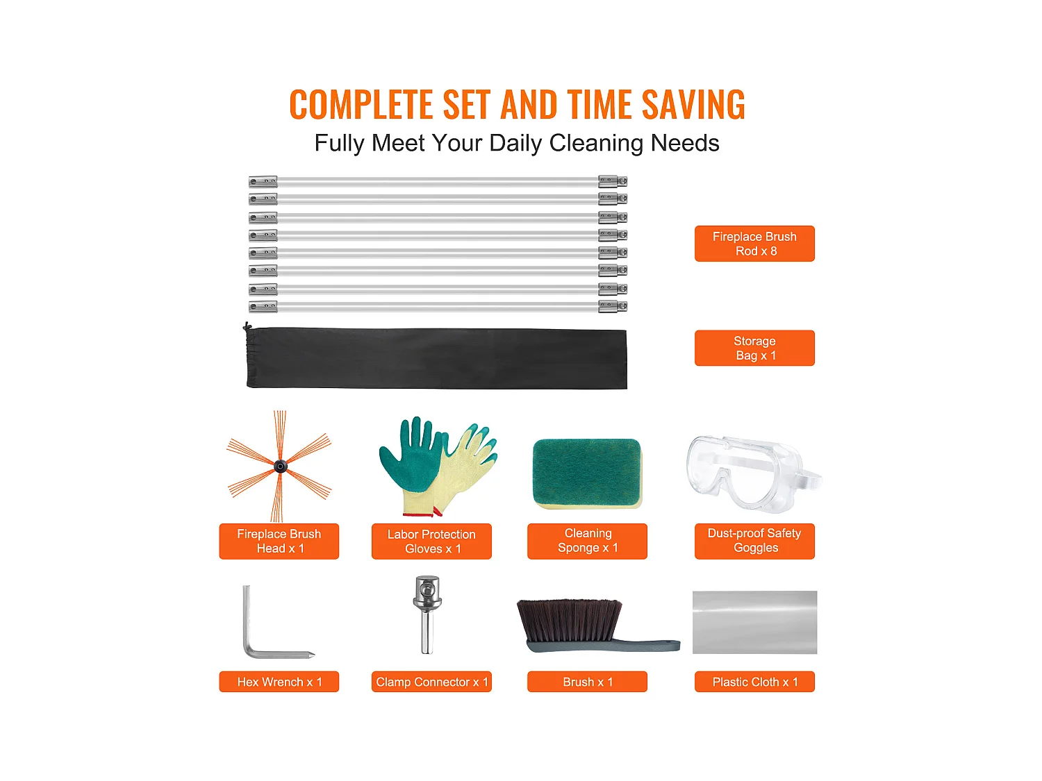 Brosse de Cheminée Kit  SucceBuy, 66 cm, Brosse Rotative avec 8 Tiges en Nylon, Convient aux Tuyaux