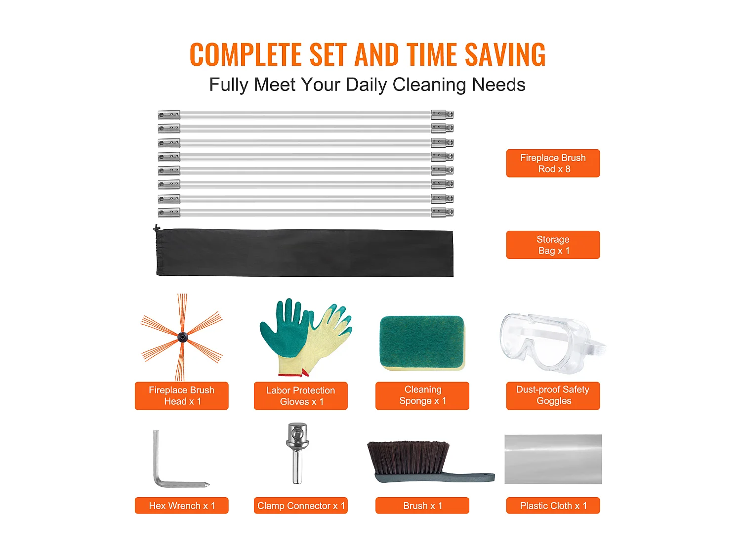 Brosse de Cheminée Kit  SucceBuy, 66 cm, Brosse Rotative avec 8 Tiges en Nylon, Convient aux Tuyaux