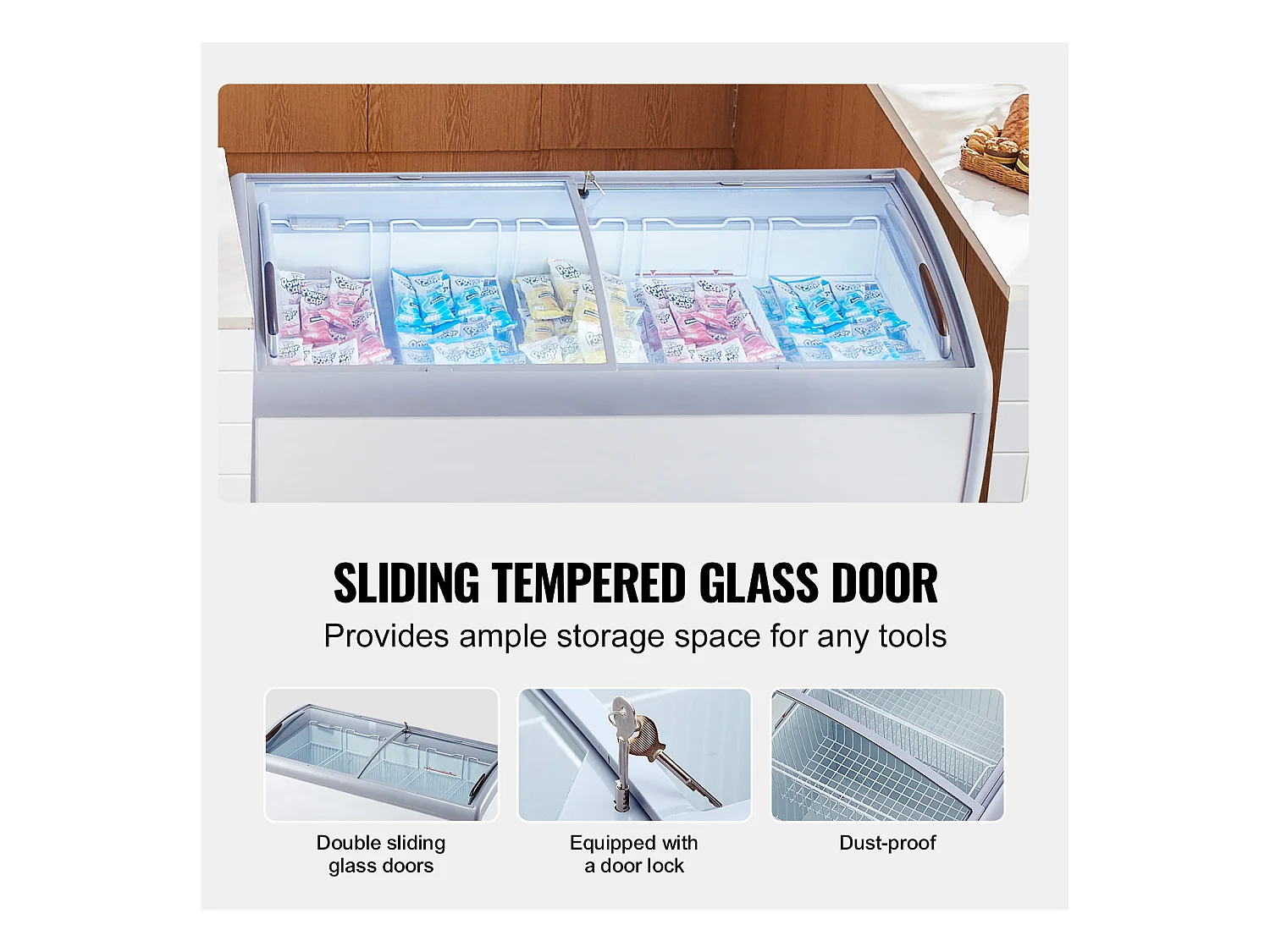 Vitrine Réfrigérée à Crème Glacée SucceBuy Vitrine à Glaces Gelato Commerciale 460L