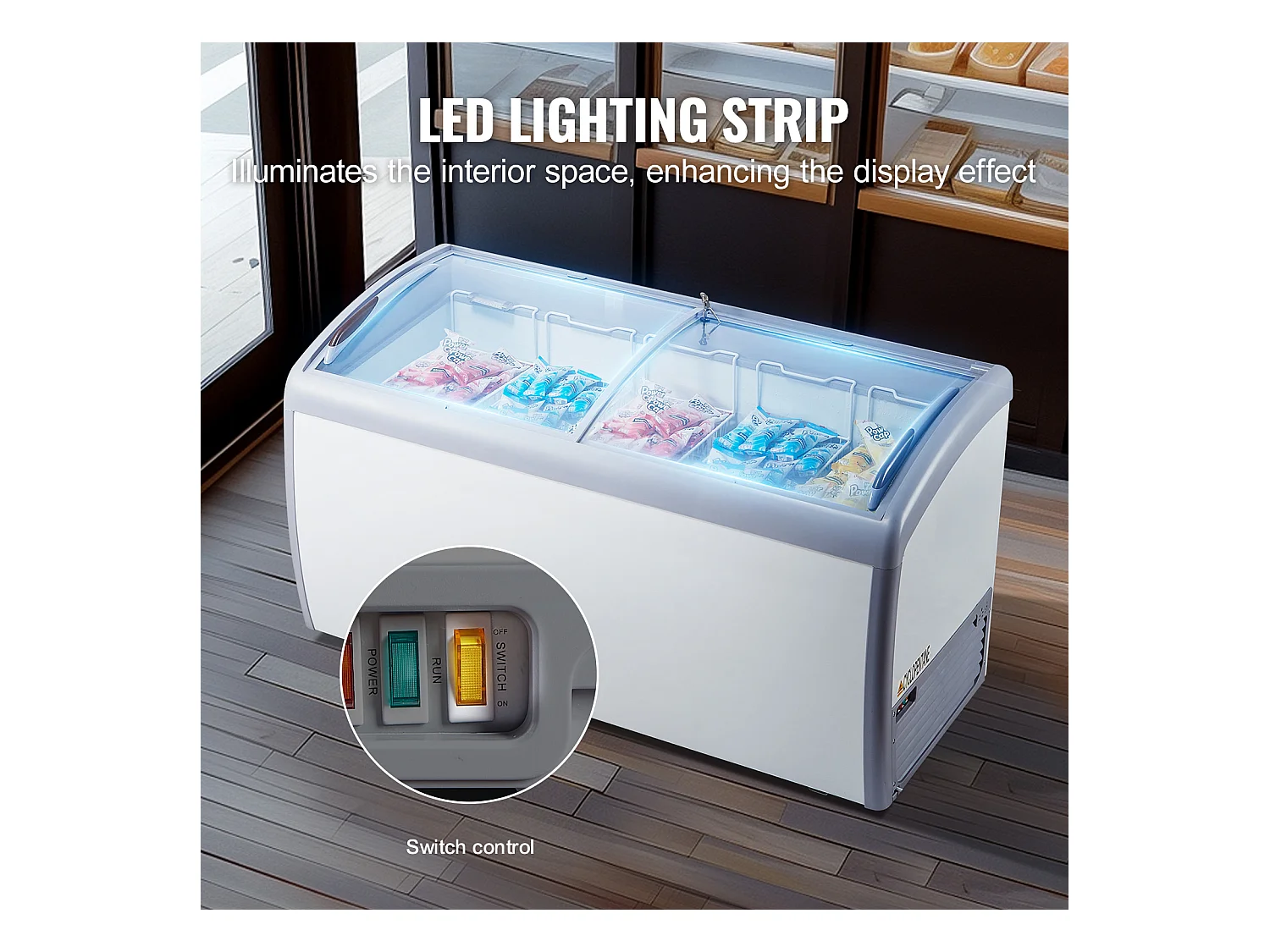 Vitrine Réfrigérée à Crème Glacée SucceBuy Vitrine à Glaces Gelato Commerciale 460L