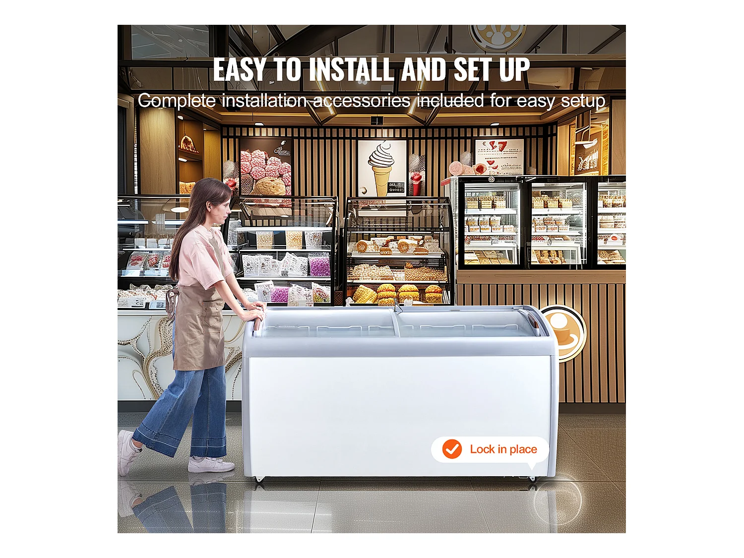 Vitrine Réfrigérée à Crème Glacée SucceBuy Vitrine à Glaces Gelato Commerciale 460L