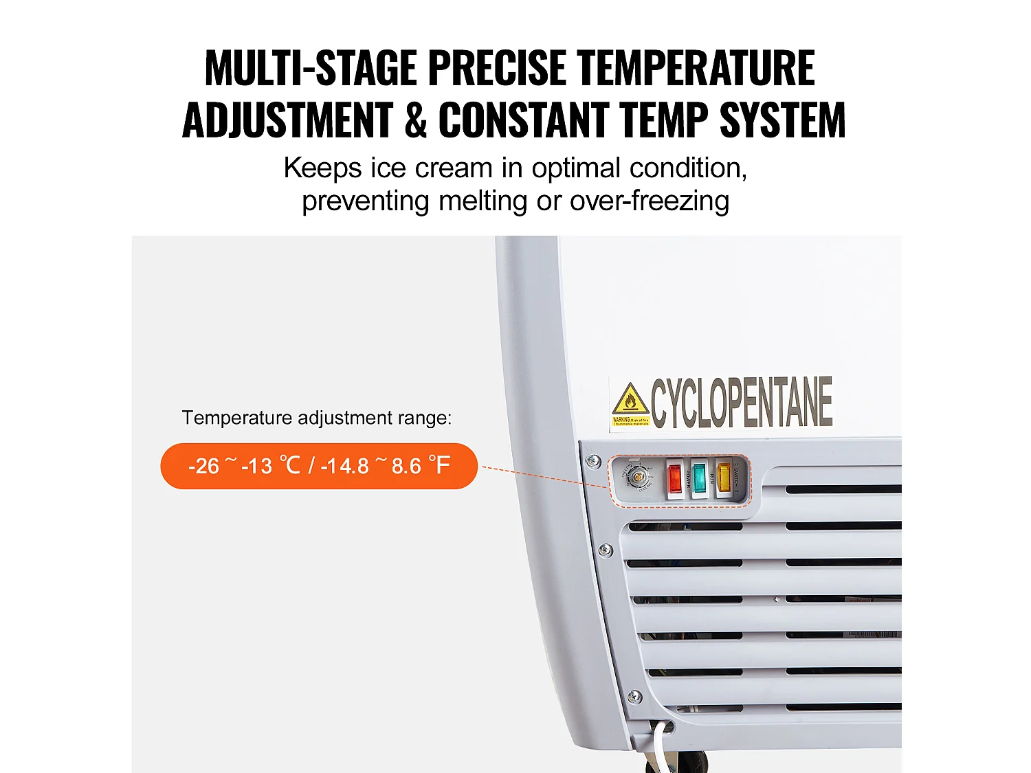 Vitrine Réfrigérée à Crème Glacée SucceBuy Vitrine à Glaces Gelato Commerciale 460L