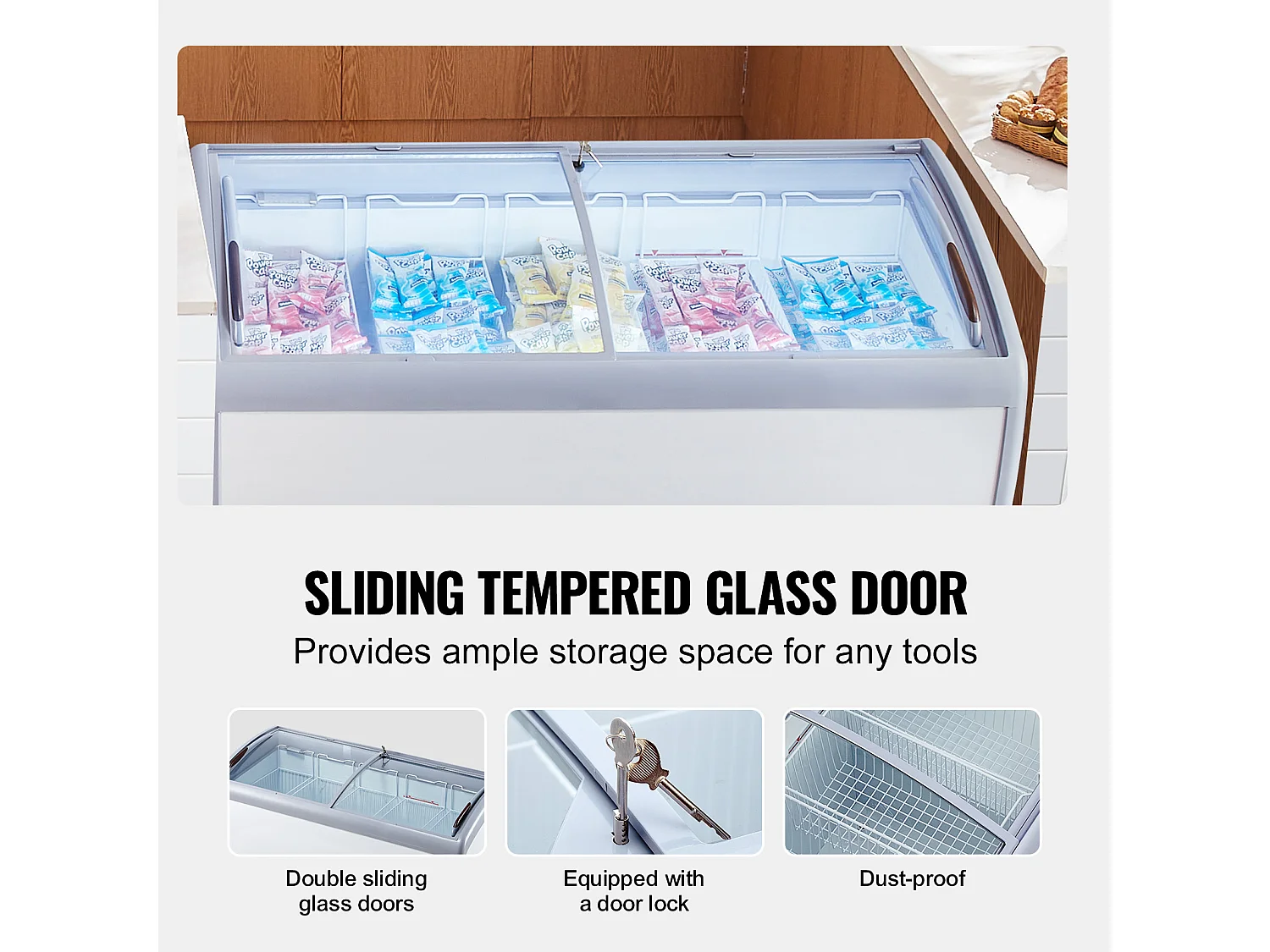 Vitrine Réfrigérée à Crème Glacée SucceBuy Vitrine à Glaces Gelato Commerciale 460L