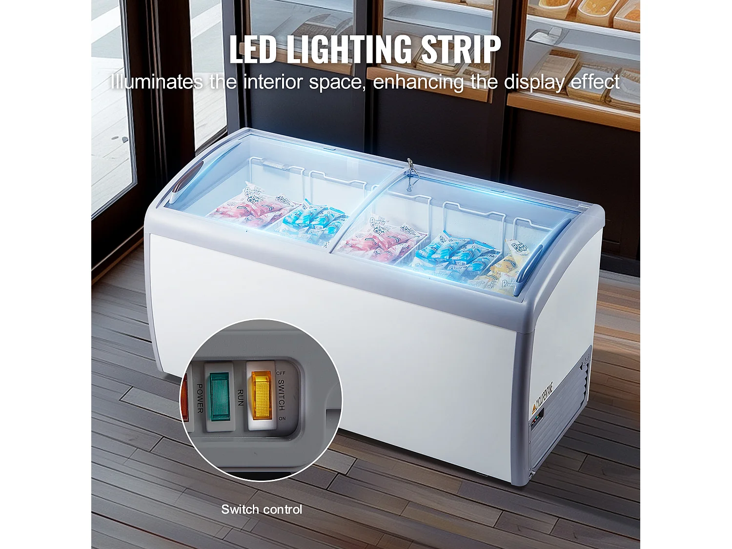 Vitrine Réfrigérée à Crème Glacée SucceBuy Vitrine à Glaces Gelato Commerciale 460L