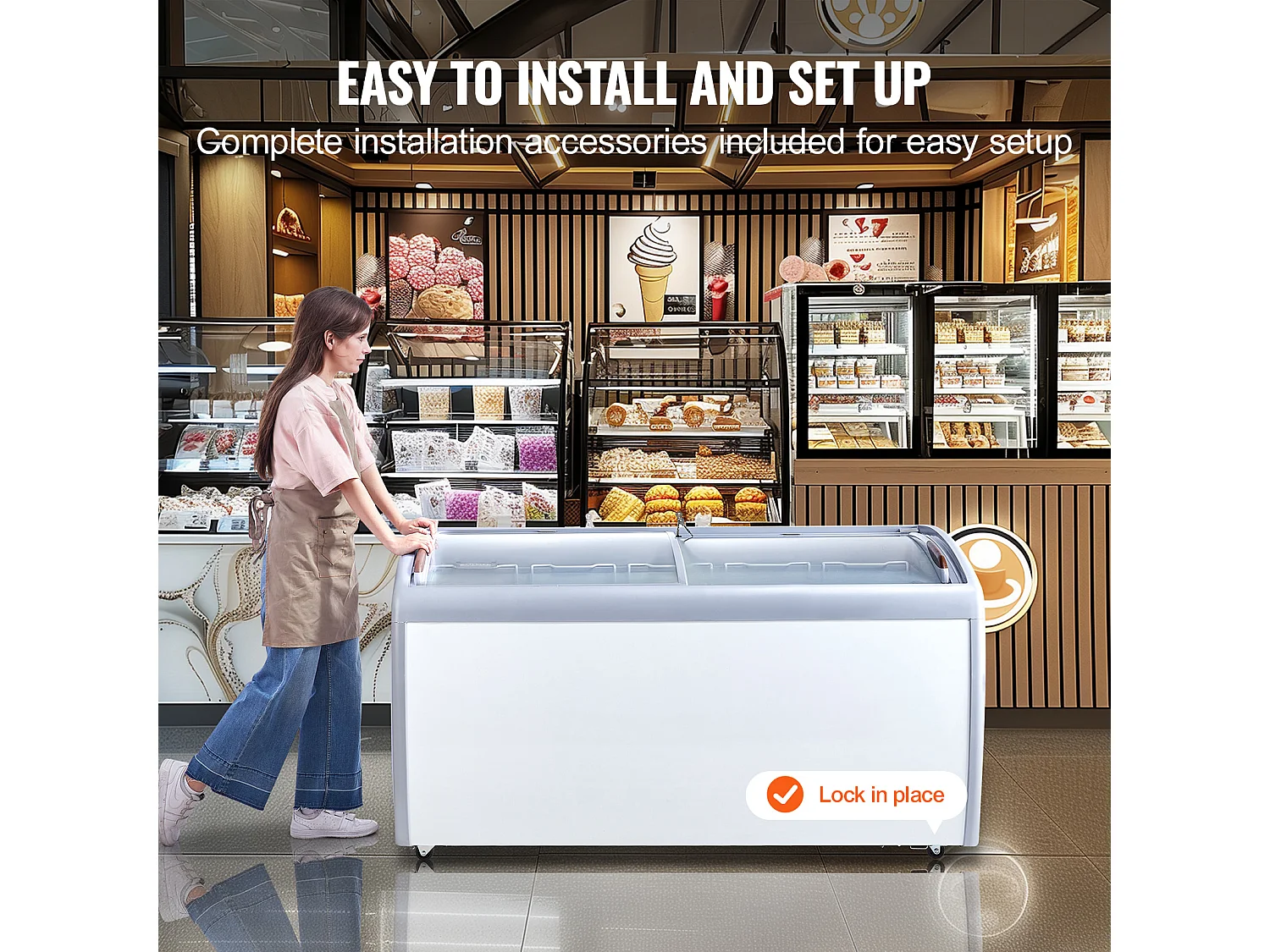 Vitrine Réfrigérée à Crème Glacée SucceBuy Vitrine à Glaces Gelato Commerciale 460L