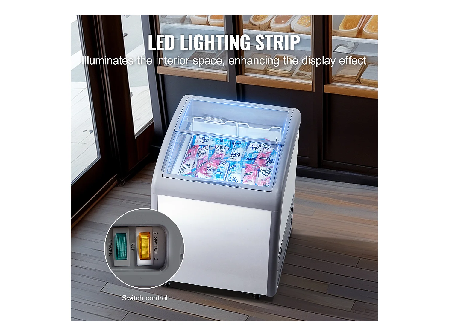 Vitrine Réfrigérée à Crème Glacée SucceBuy Vitrine à Glaces Gelato Commerciale 154L