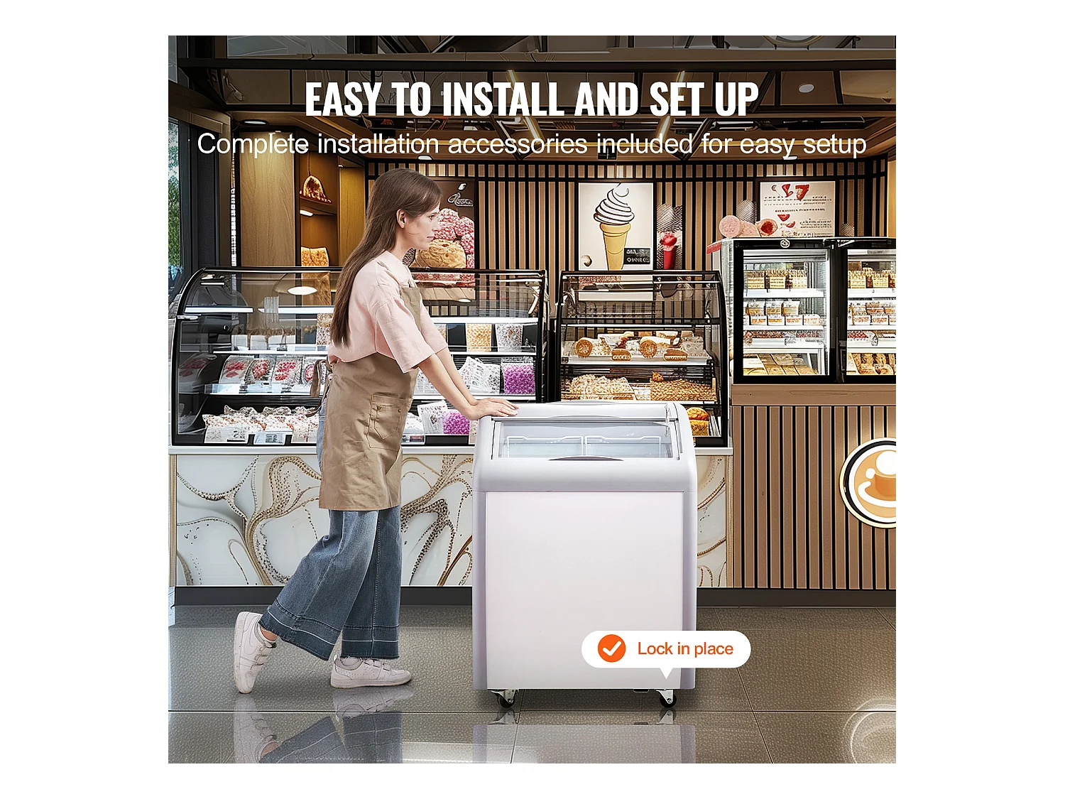 Vitrine Réfrigérée à Crème Glacée SucceBuy Vitrine à Glaces Gelato Commerciale 154L