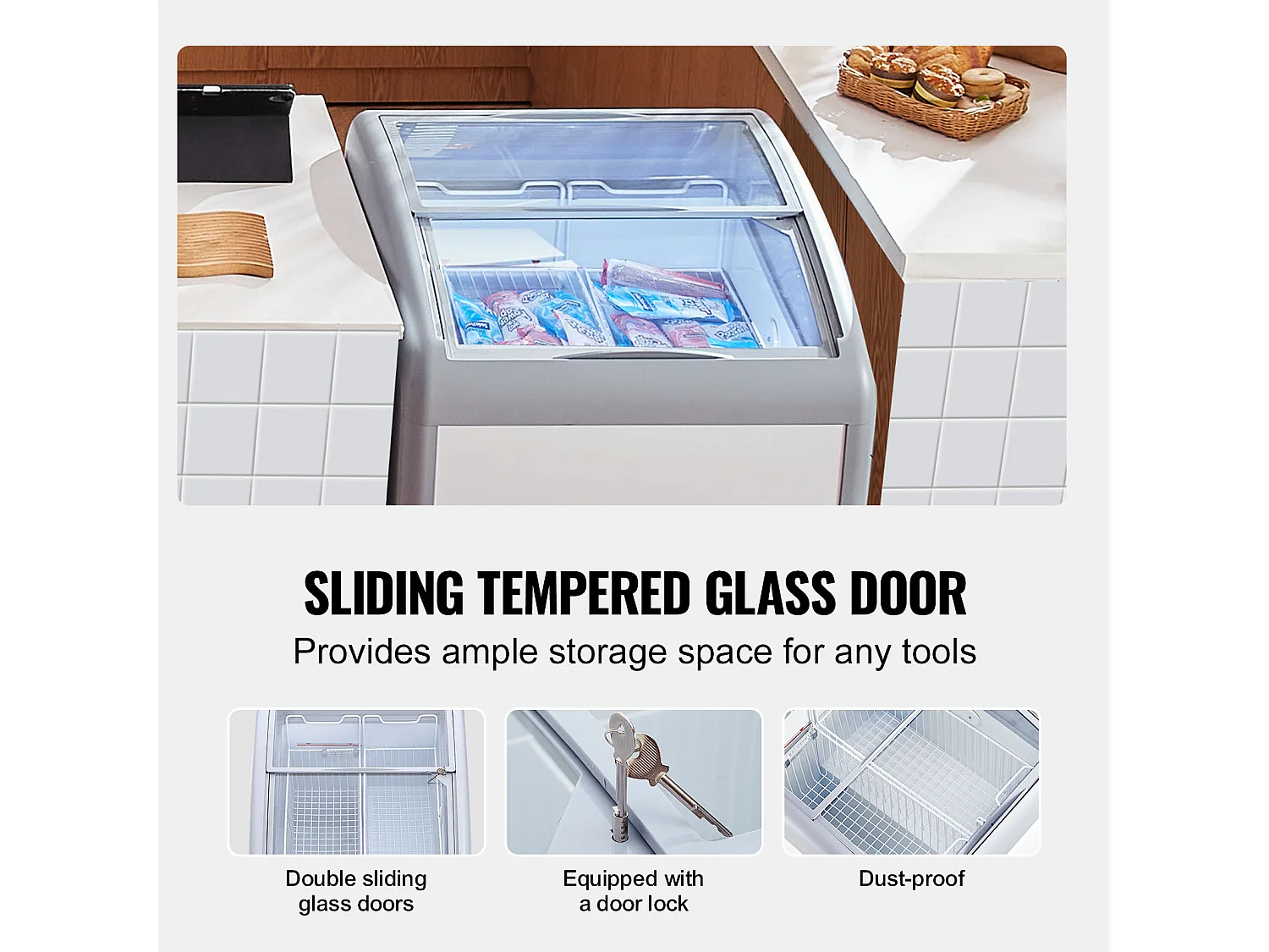 Vitrine Réfrigérée à Crème Glacée SucceBuy Vitrine à Glaces Gelato Commerciale 154L