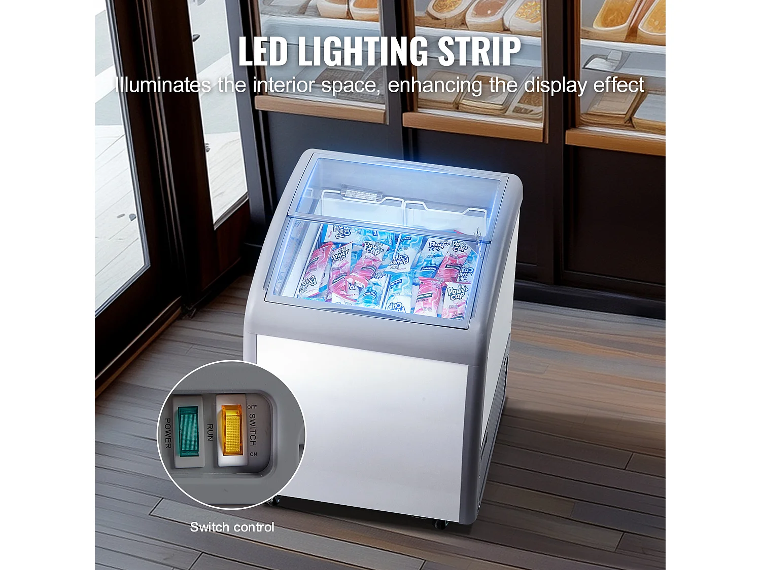 Vitrine Réfrigérée à Crème Glacée SucceBuy Vitrine à Glaces Gelato Commerciale 154L