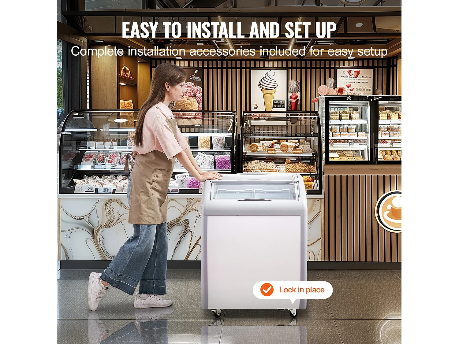 Vitrine Réfrigérée à Crème Glacée SucceBuy Vitrine à Glaces Gelato Commerciale 154L