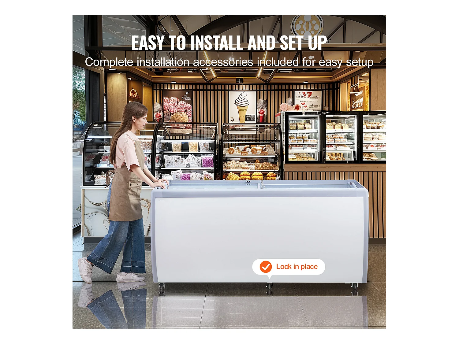 Vitrine Réfrigérée à Crème Glacée SucceBuy Vitrine à Glaces Gelato Commerciale 370L