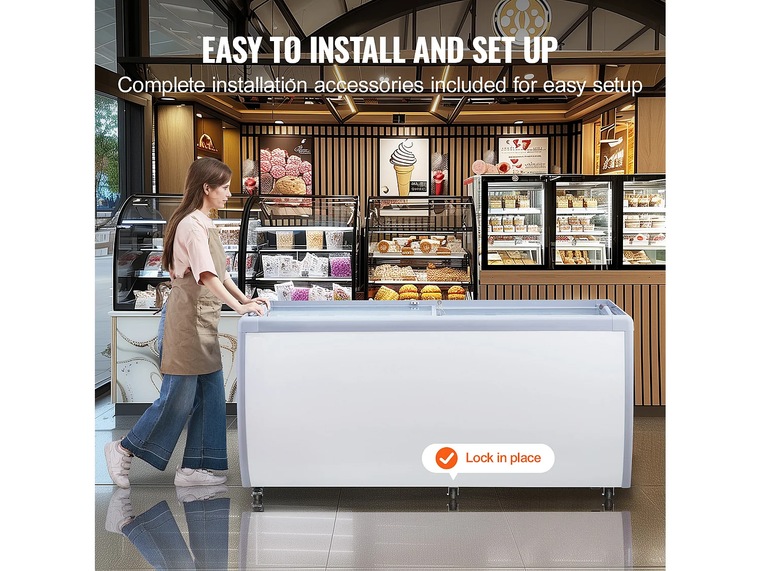 Vitrine Réfrigérée à Crème Glacée SucceBuy Vitrine à Glaces Gelato Commerciale 370L