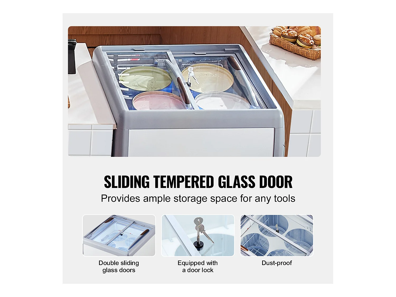 Vitrine Réfrigérée à Crème Glacée SucceBuy Vitrine à Glaces Gelato Commerciale 158L