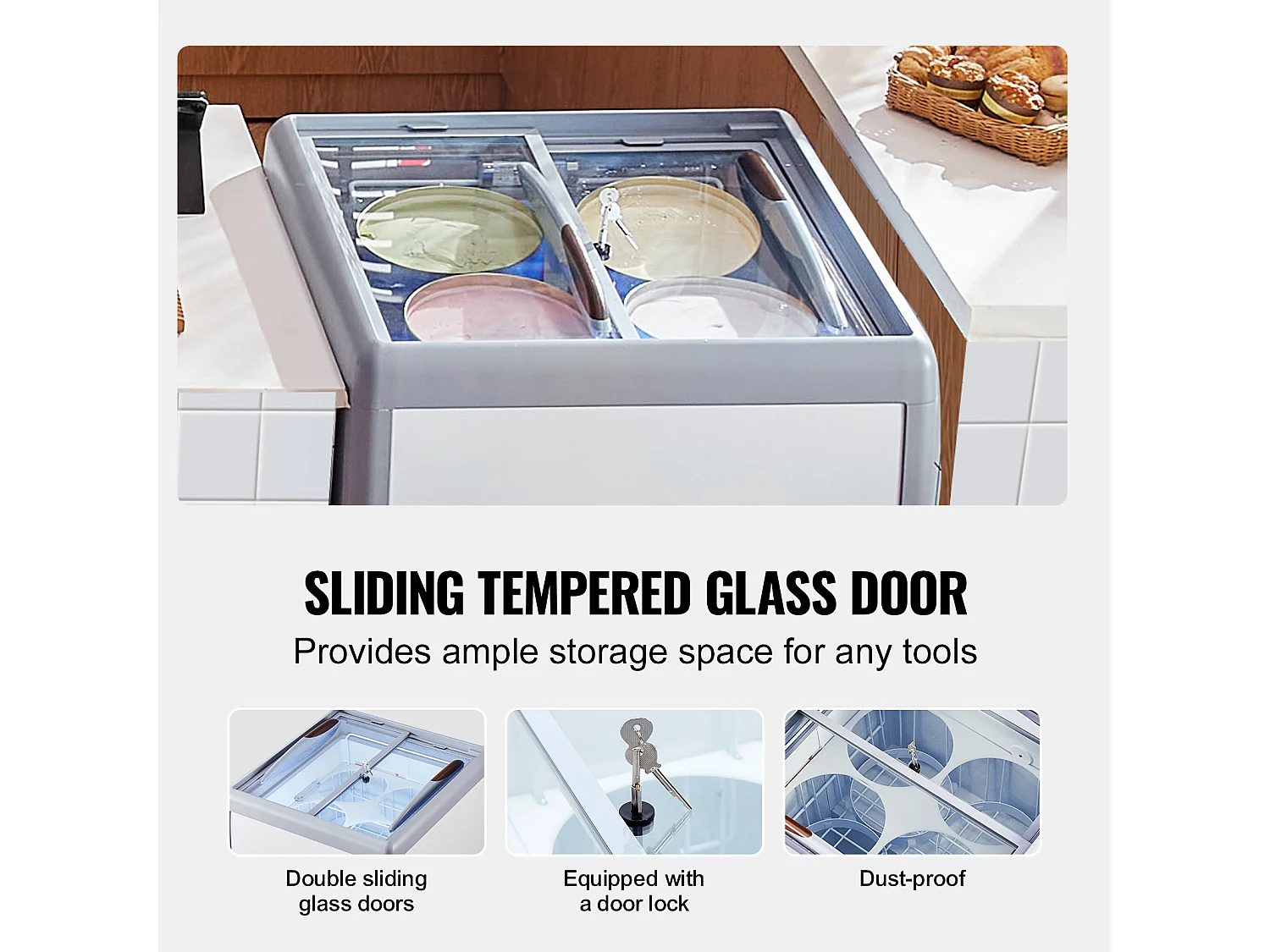 Vitrine Réfrigérée à Crème Glacée SucceBuy Vitrine à Glaces Gelato Commerciale 158L