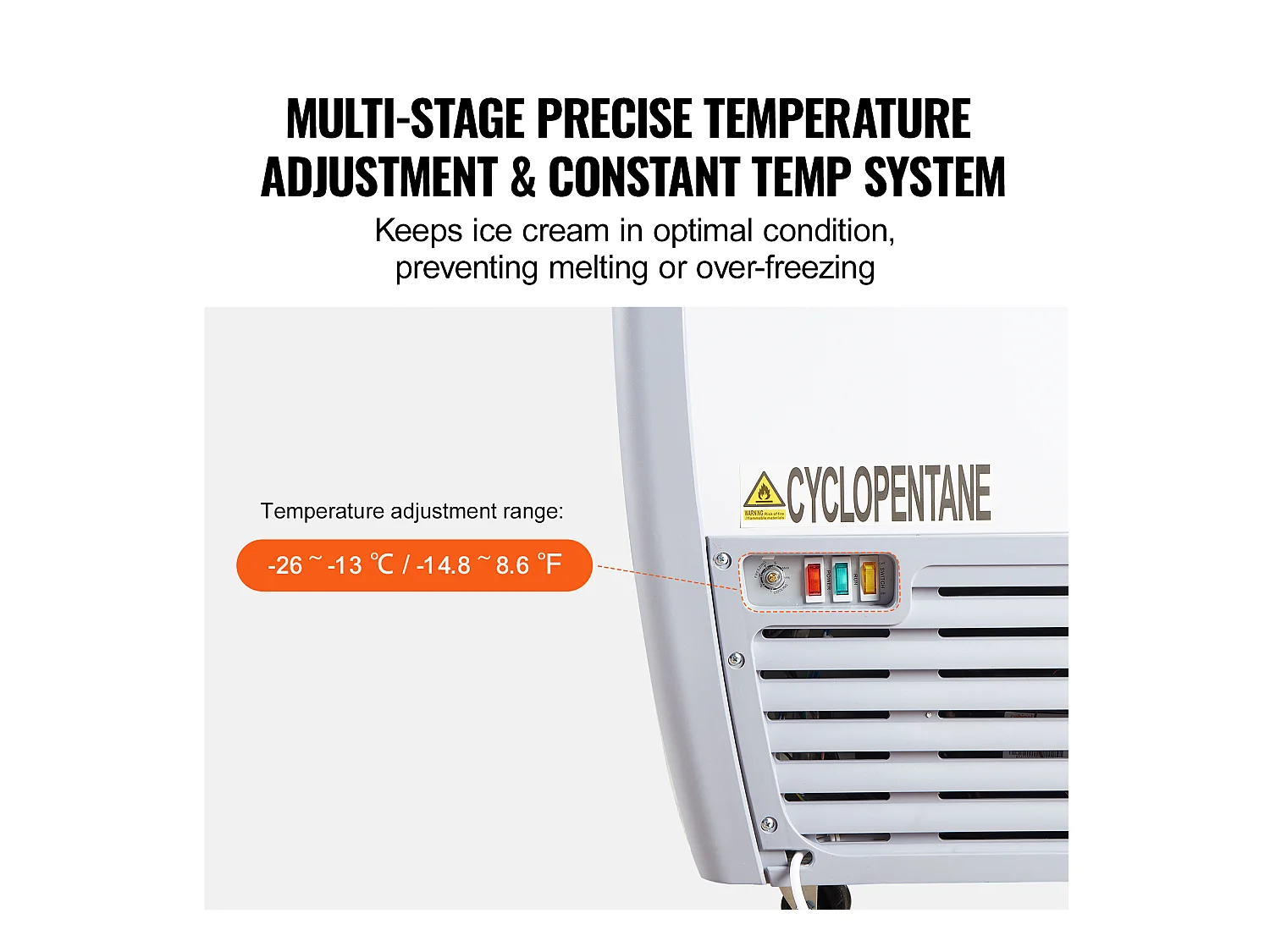 Vitrine Réfrigérée à Crème Glacée SucceBuy Vitrine à Glaces Gelato Commerciale 567L