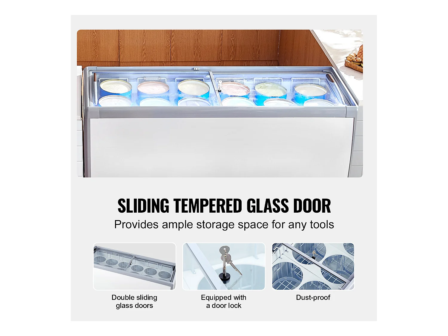 Vitrine Réfrigérée à Crème Glacée SucceBuy Vitrine à Glaces Gelato Commerciale 567L