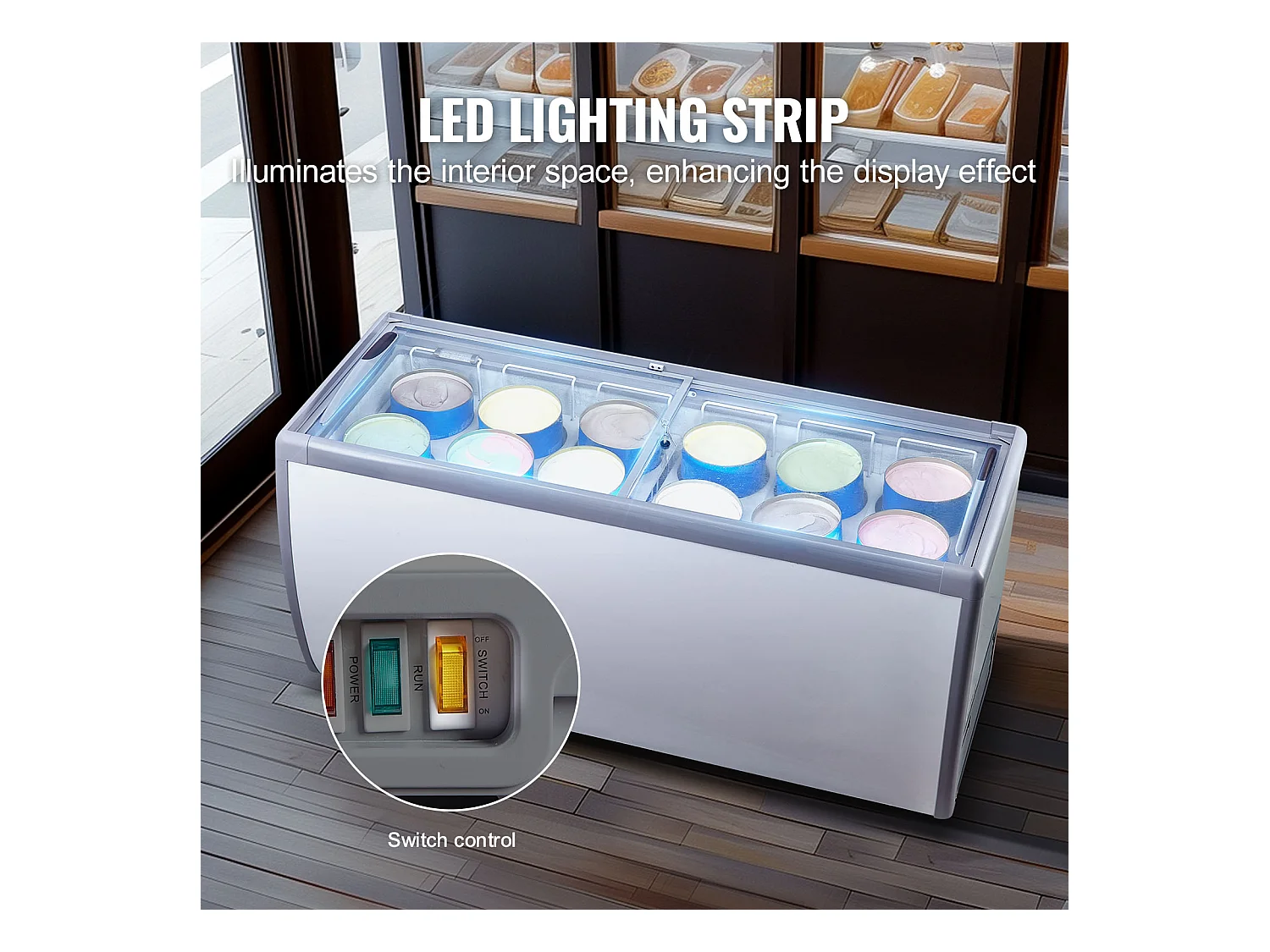 Vitrine Réfrigérée à Crème Glacée SucceBuy Vitrine à Glaces Gelato Commerciale 567L