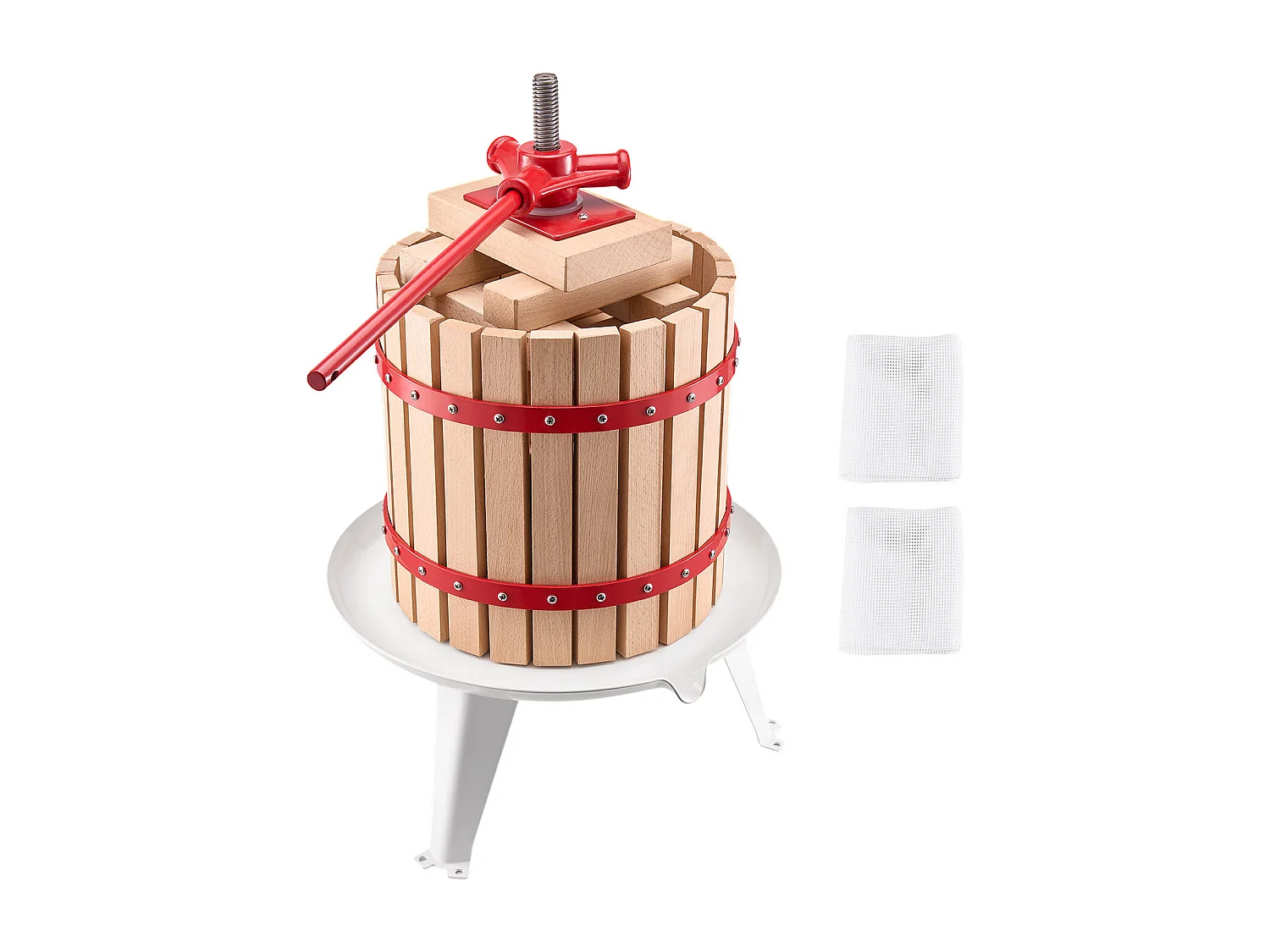 Pressoir à Fruits Manuel SucceBuy, 12 L Panier en Bois, pour la Fabrication du Vin