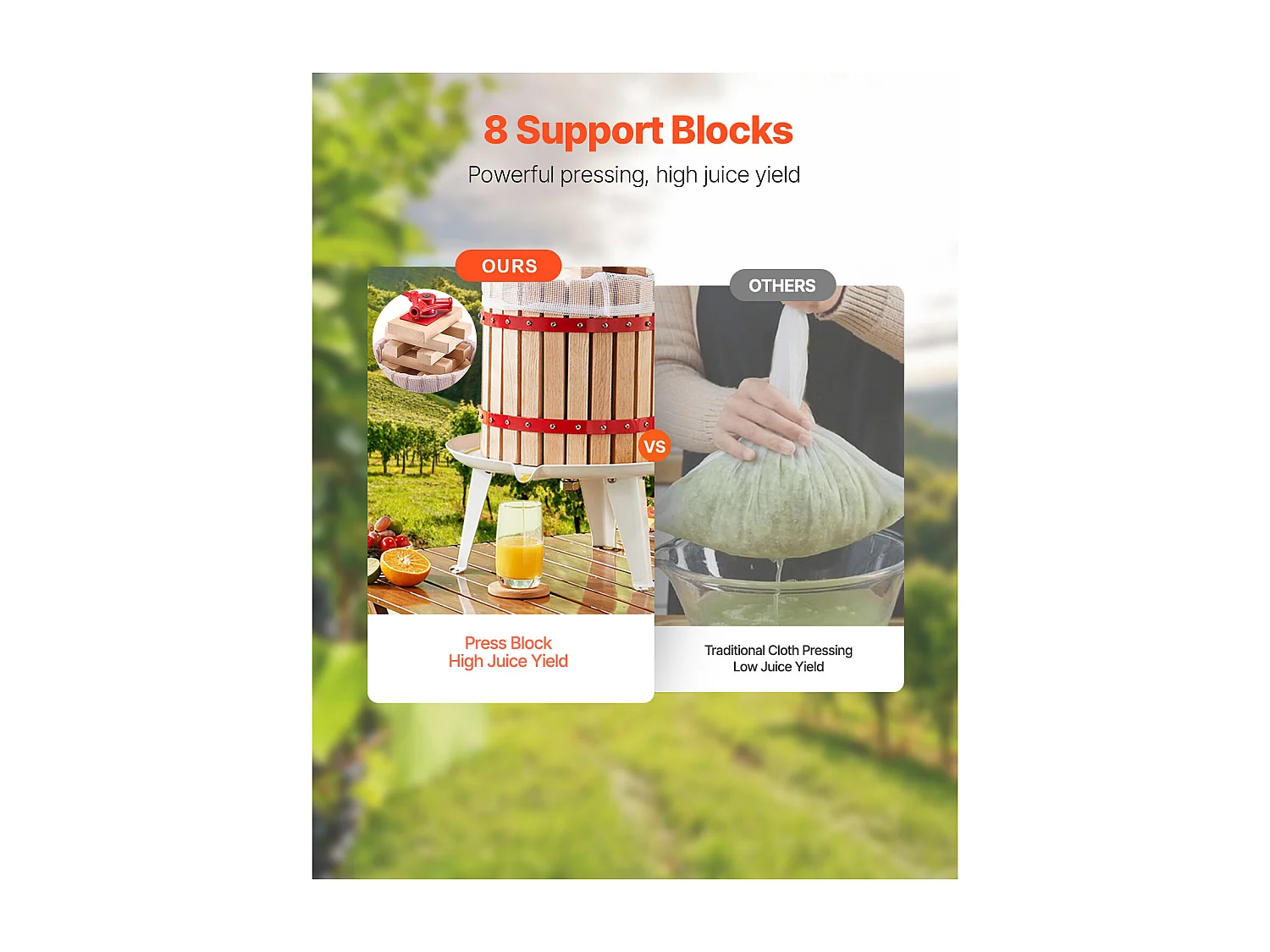 Pressoir à Fruits Manuel SucceBuy, 12 L Panier en Bois, pour la Fabrication du Vin