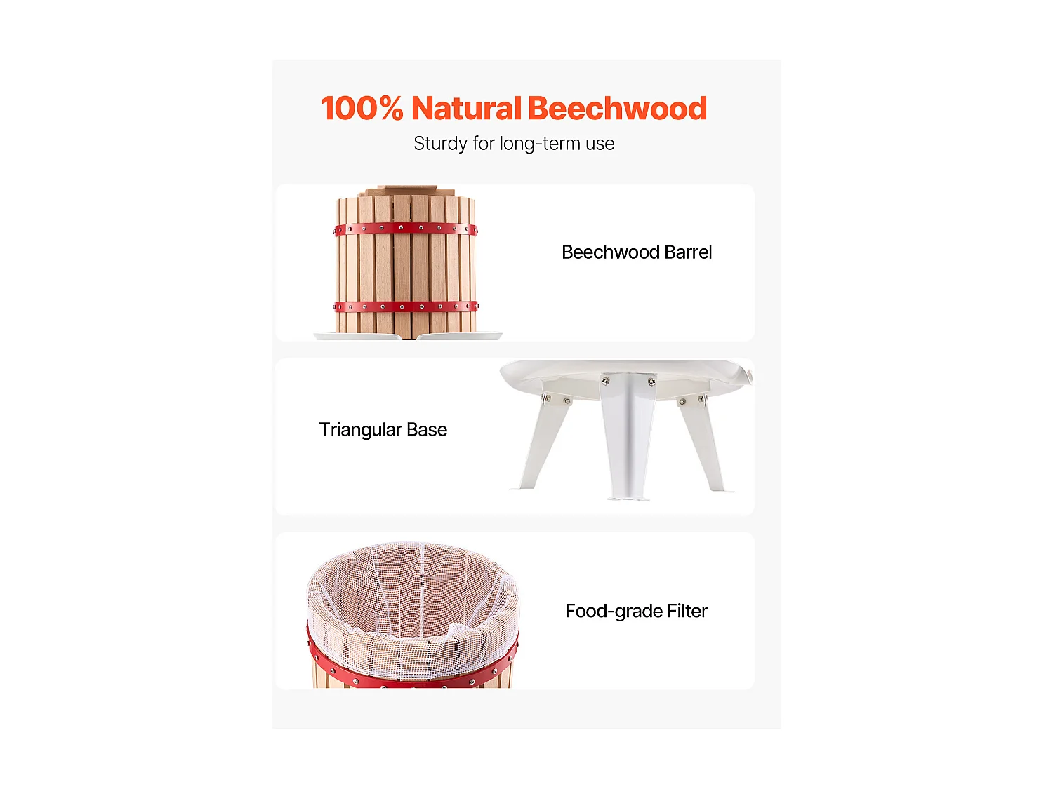 Pressoir à Fruits Manuel SucceBuy, 12 L Panier en Bois, pour la Fabrication du Vin