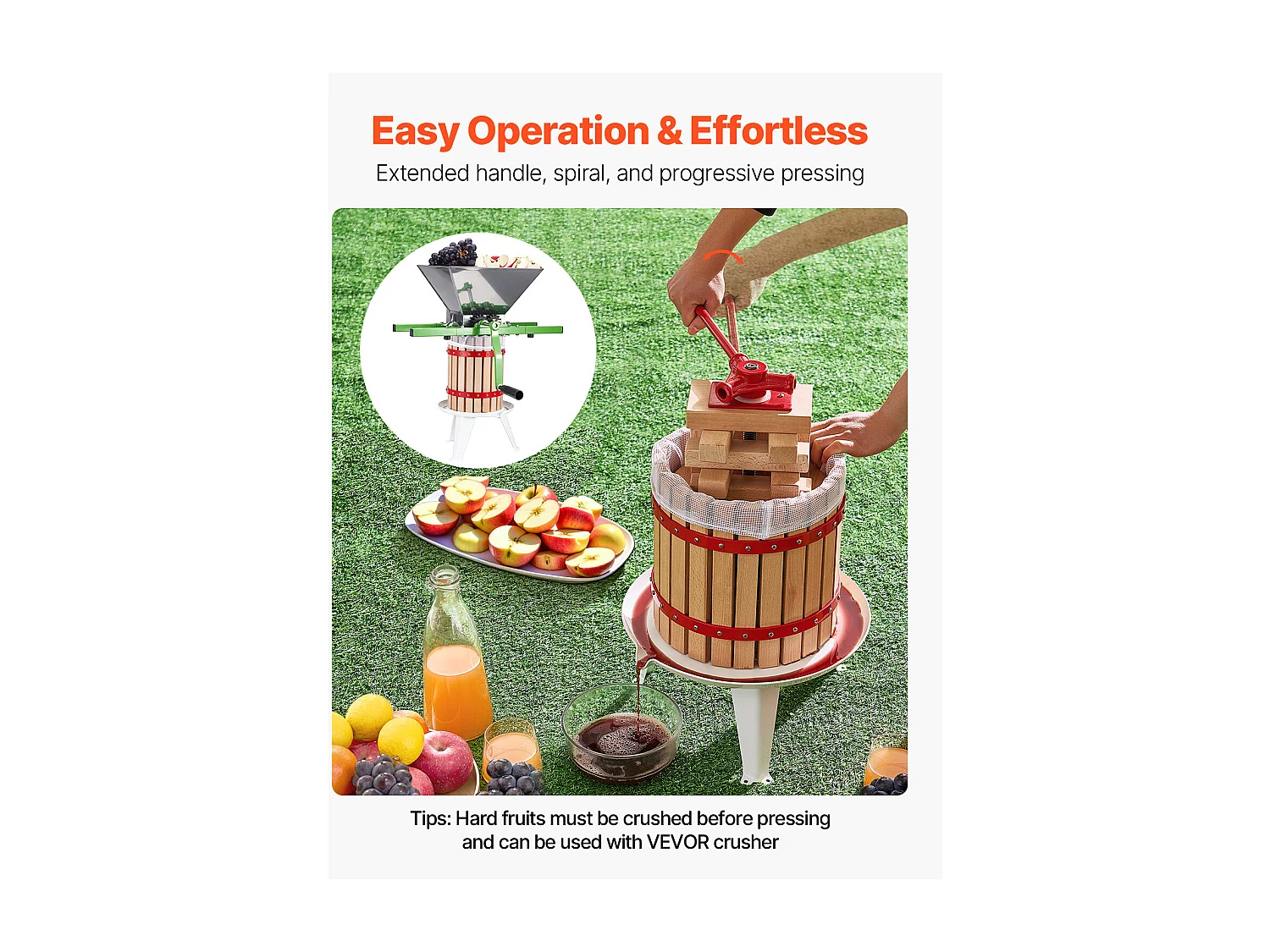 Pressoir à Fruits Manuel SucceBuy, 12 L Panier en Bois, pour la Fabrication du Vin