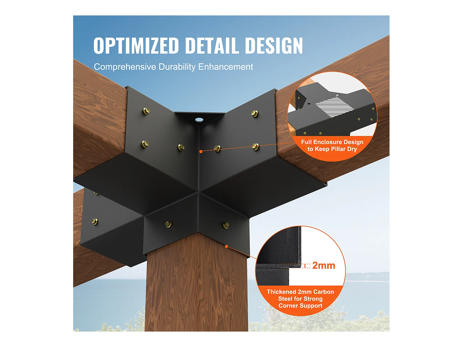 Kit de Support de Pergola SucceBuy 10.16 x 10.16cm 3,6x3,6 Intérieur, 4 Voies pour Menuiserie DIY