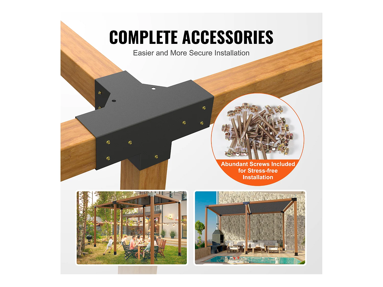Kit de Support de Pergola SucceBuy 10.16 x 10.16cm 3,6x3,6 Intérieur, 4 Voies pour Menuiserie DIY