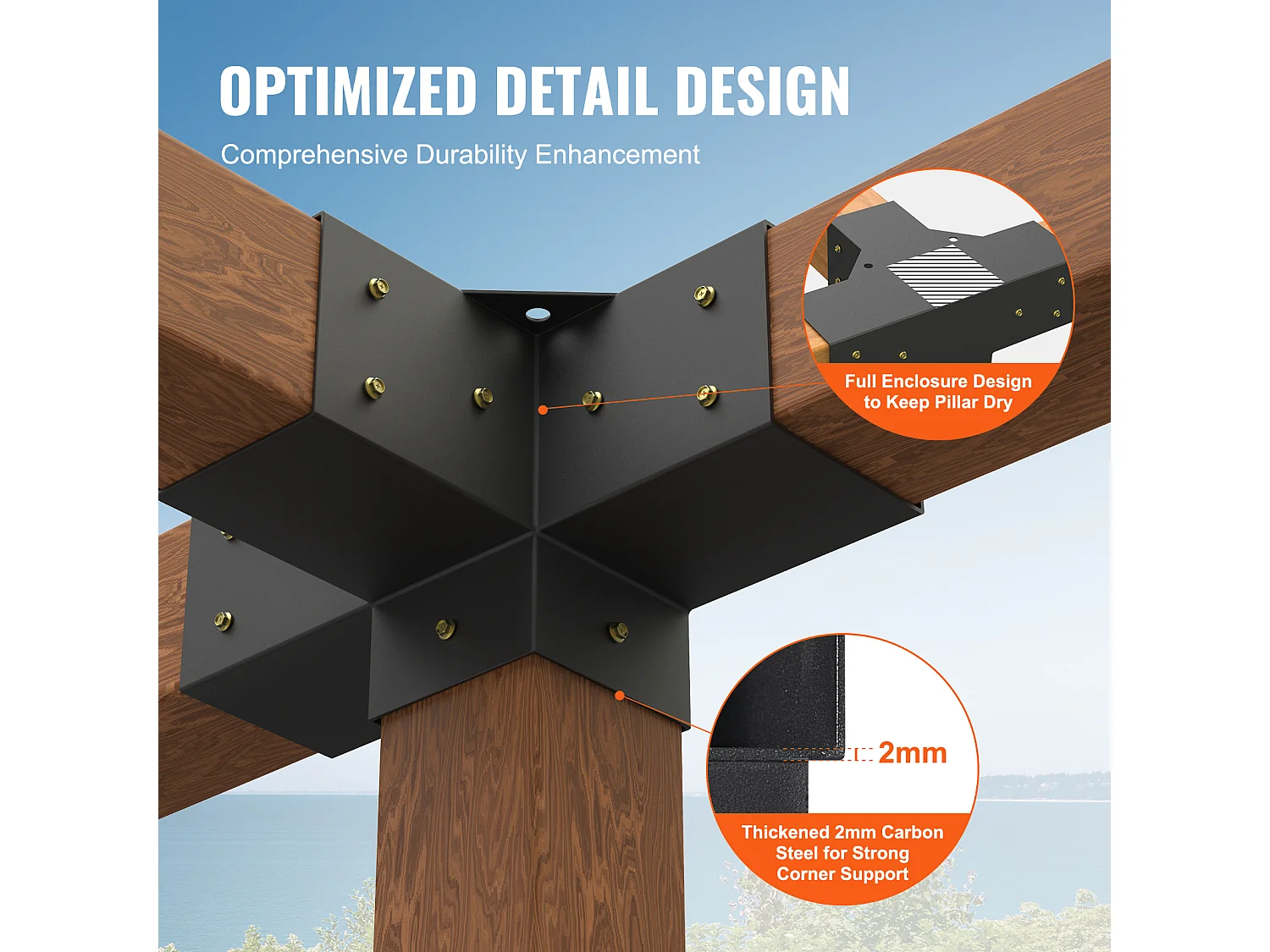 Kit de Support de Pergola SucceBuy 10.16 x 10.16cm 3,6x3,6 Intérieur, 4 Voies pour Menuiserie DIY