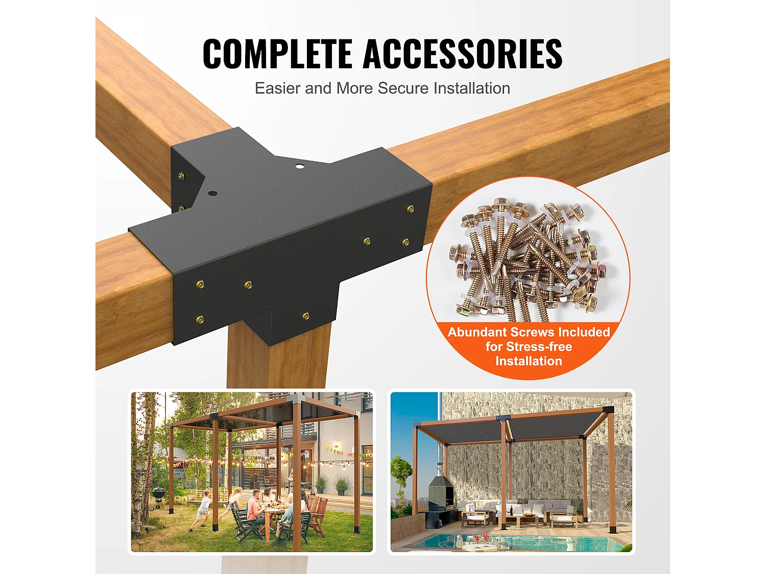 Kit de Support de Pergola SucceBuy 10.16 x 10.16cm 3,6x3,6 Intérieur, 4 Voies pour Menuiserie DIY
