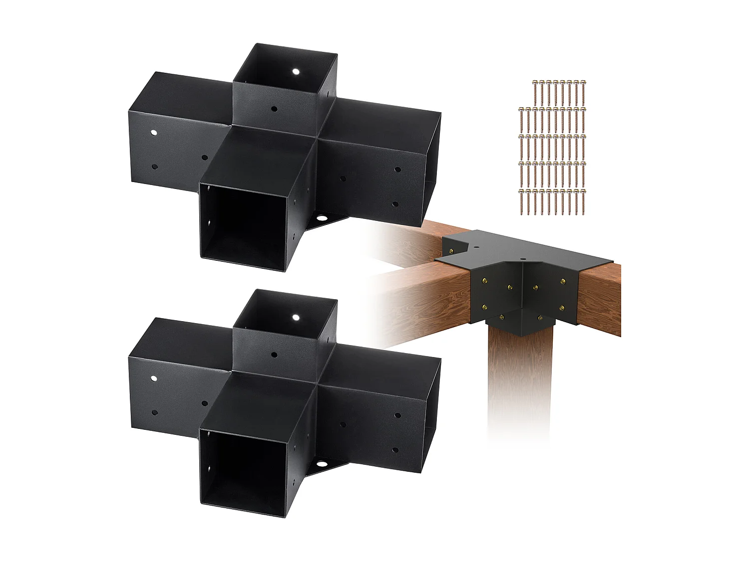 Kit de Support de Pergola SucceBuy 10.16 x 10.16cm 3,6x3,6 Intérieur, 4 Voies pour Menuiserie DIY