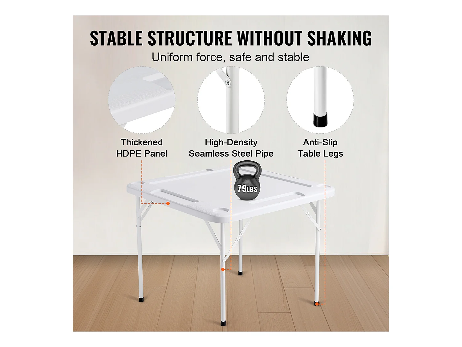 Table de Mahjong Pliable SucceBuy pour 4 Joueurs, Table à Cartes et 4 Porte-Gobelets avec Plateaux à Jetons, Blanc