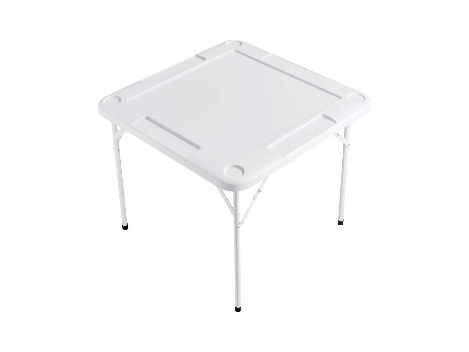 Table de Mahjong Pliable SucceBuy pour 4 Joueurs, Table à Cartes et 4 Porte-Gobelets avec Plateaux à Jetons, Blanc