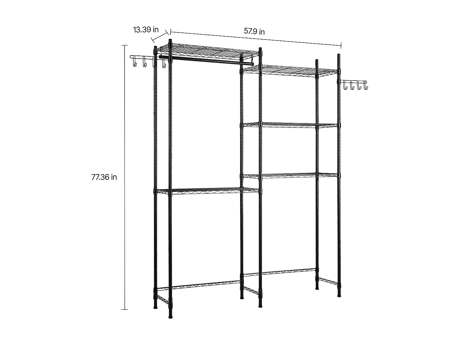 Prateleira de Arrumação SucceBuy, para Máquina de Lavar e Secar Roupa, com 5 Níveis, Preta