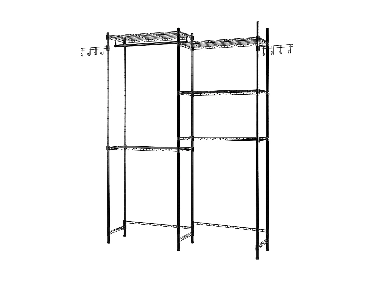 Prateleira de Arrumação SucceBuy, para Máquina de Lavar e Secar Roupa, com 5 Níveis, Preta