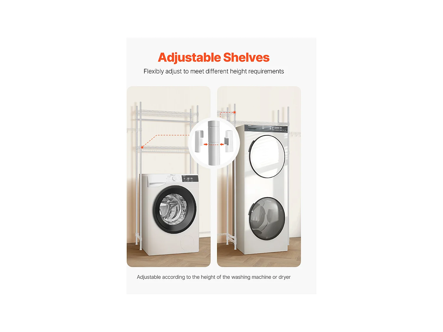 Étagère de Rangement SucceBuy, pour Lave-Linge et Sèche-Linge, à 4 Niveaux Blanc, pour Lave-Linge et Sèche-Linge