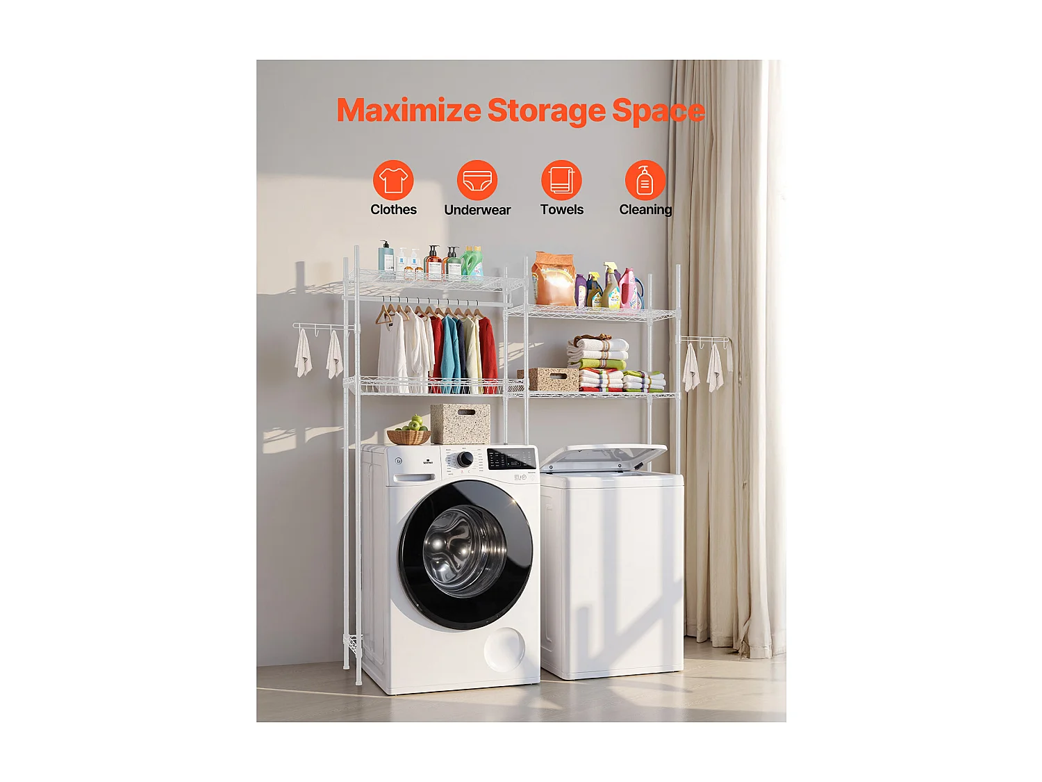 Ablagefach SucceBuy für Waschmaschine und Trockner, 4 Ebenen, Weiß, für Waschmaschine und Wäschetrockner