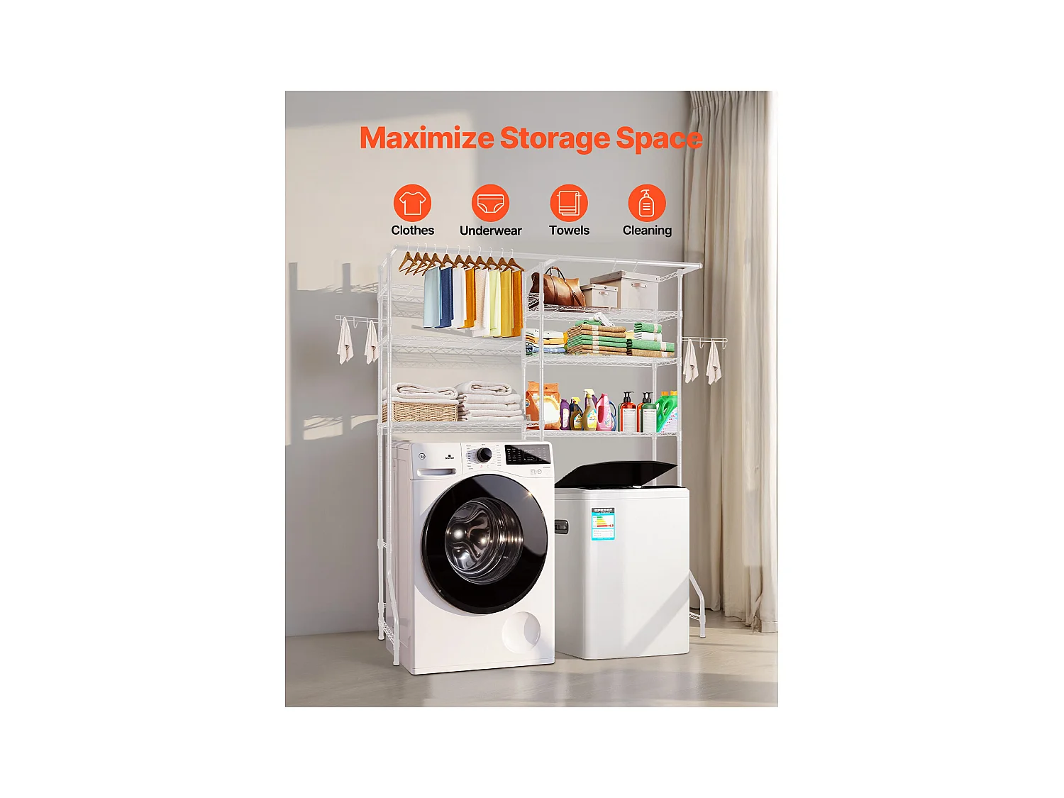 Ablagefach SucceBuy für Waschmaschine und Trockner, 6 Ebenen, Weiß, für Waschmaschine und Wäschetrockner