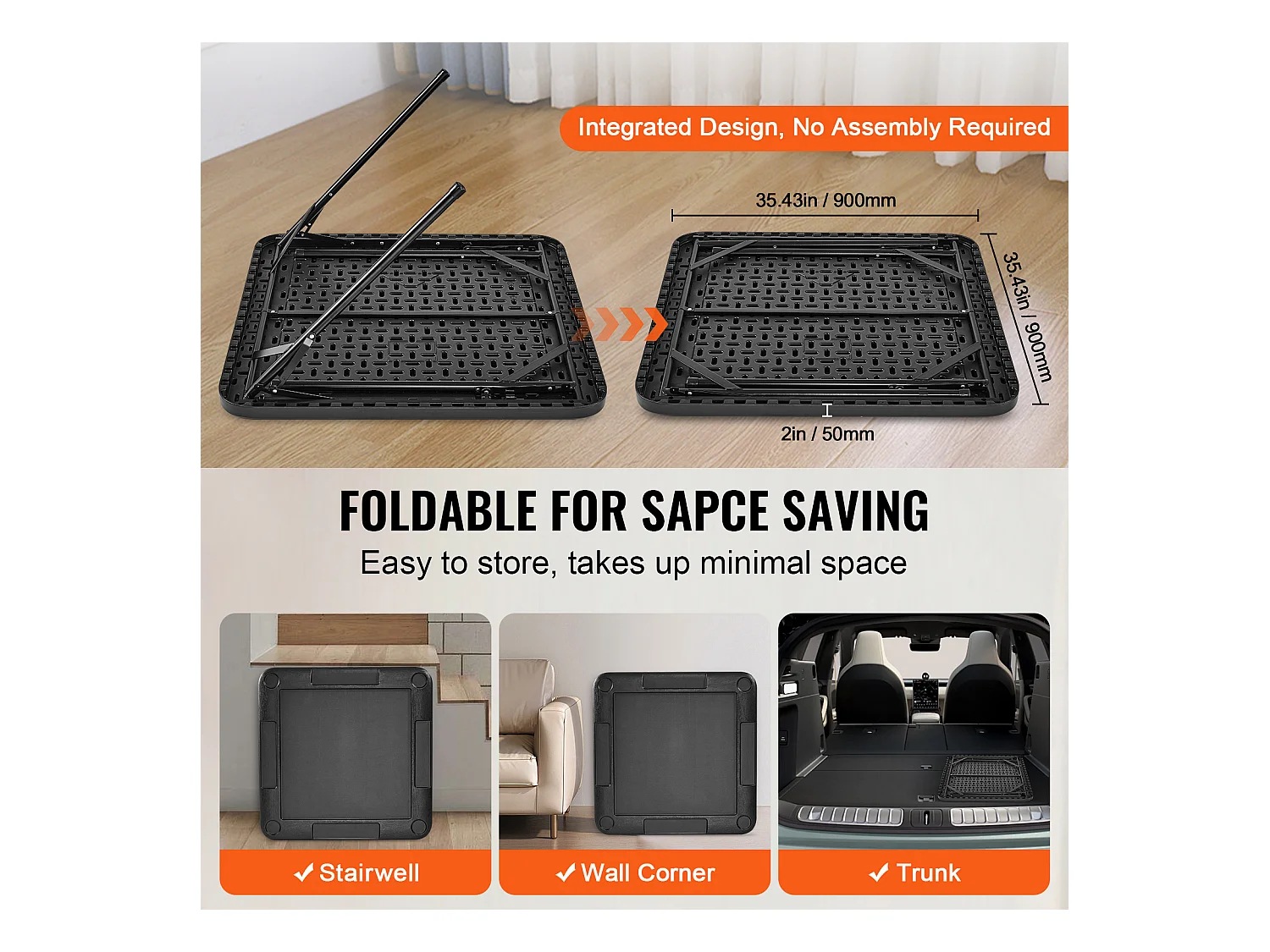 Table de Mahjong Pliable SucceBuy pour 4 Joueurs, Table à Cartes et 4 Porte-Gobelets avec Plateaux à Jetons, Noir