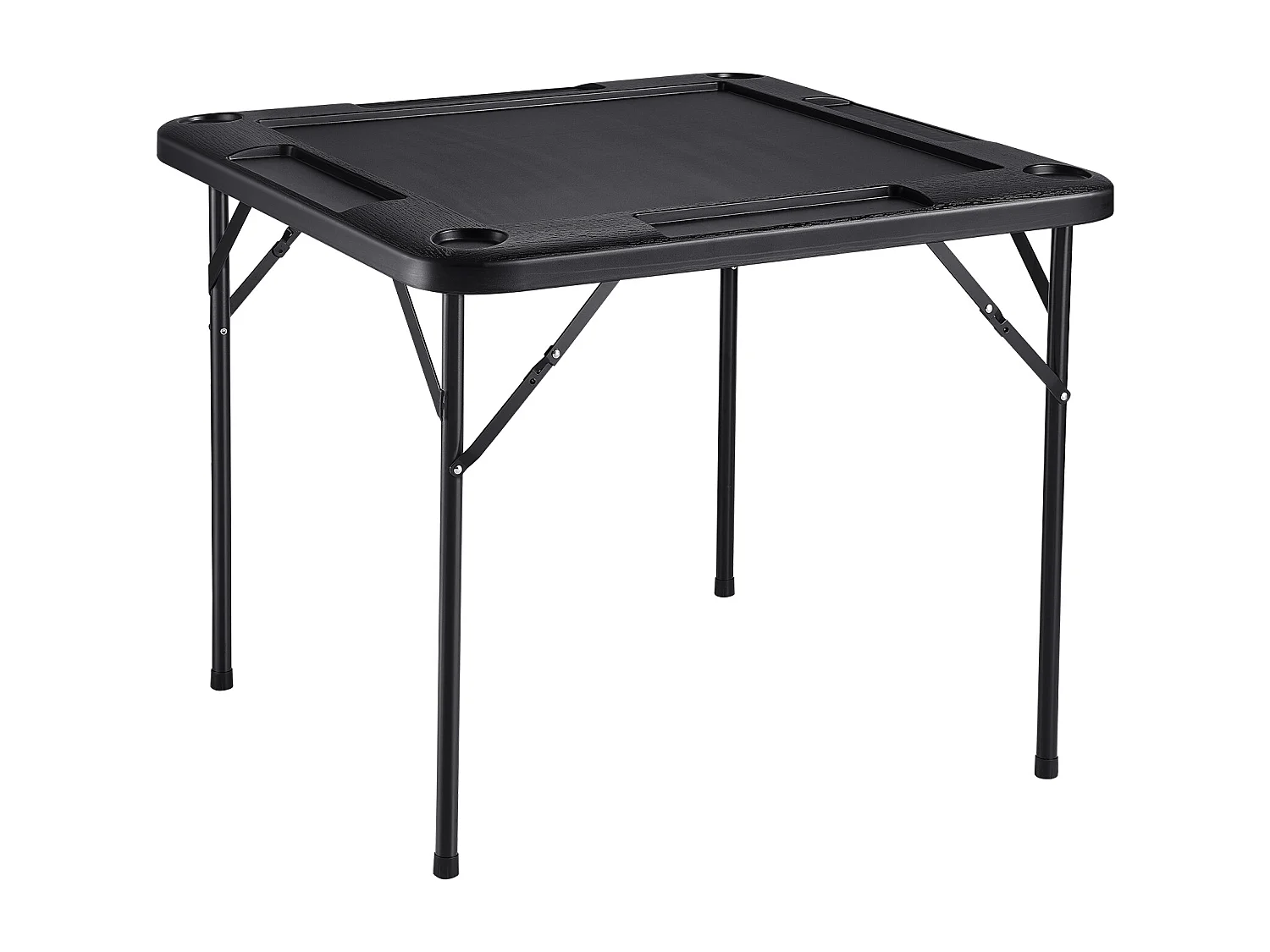 Table de Mahjong Pliable SucceBuy pour 4 Joueurs, Table à Cartes et 4 Porte-Gobelets avec Plateaux à Jetons, Noir