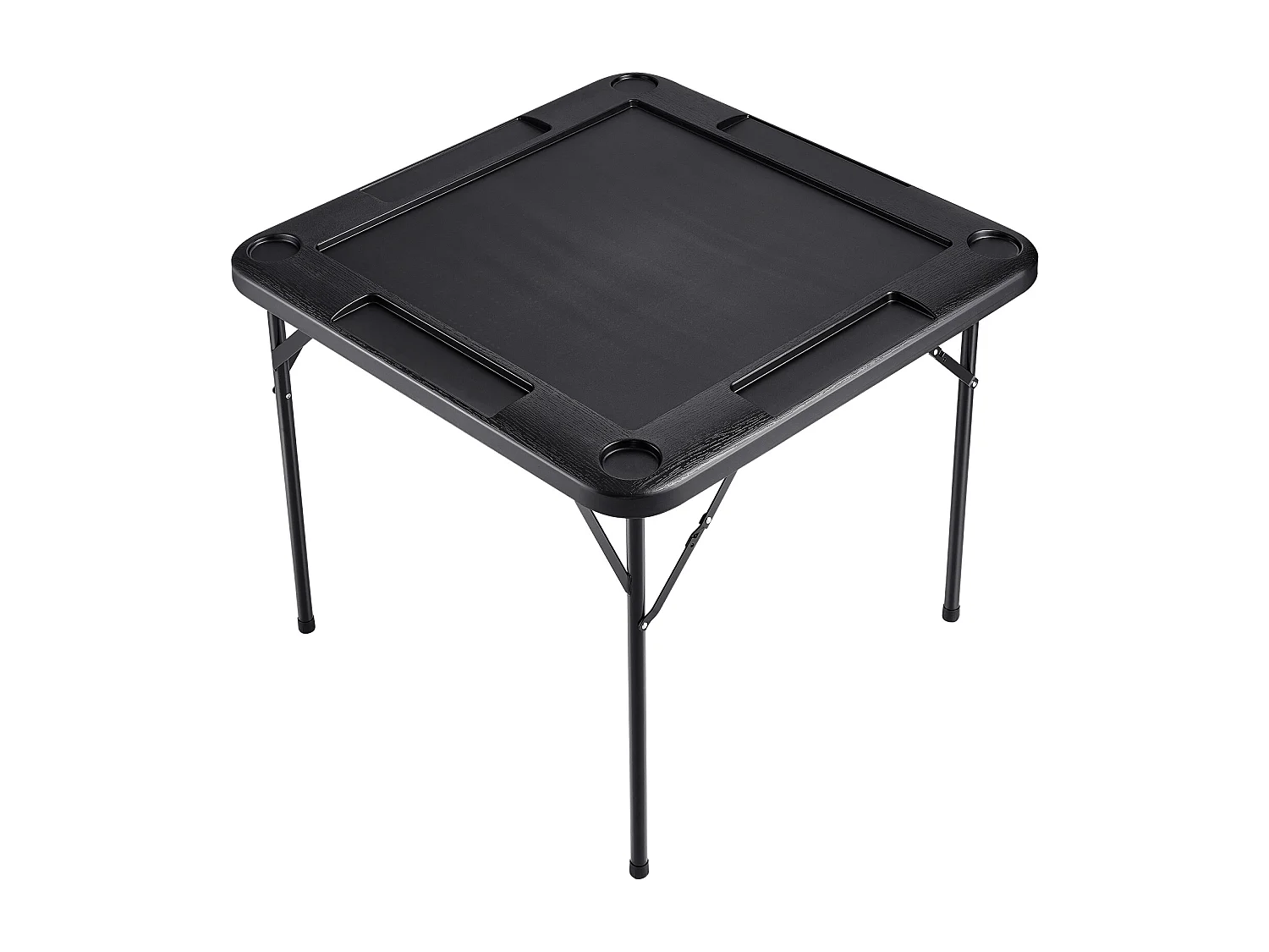 Table de Mahjong Pliable SucceBuy pour 4 Joueurs, Table à Cartes et 4 Porte-Gobelets avec Plateaux à Jetons, Noir