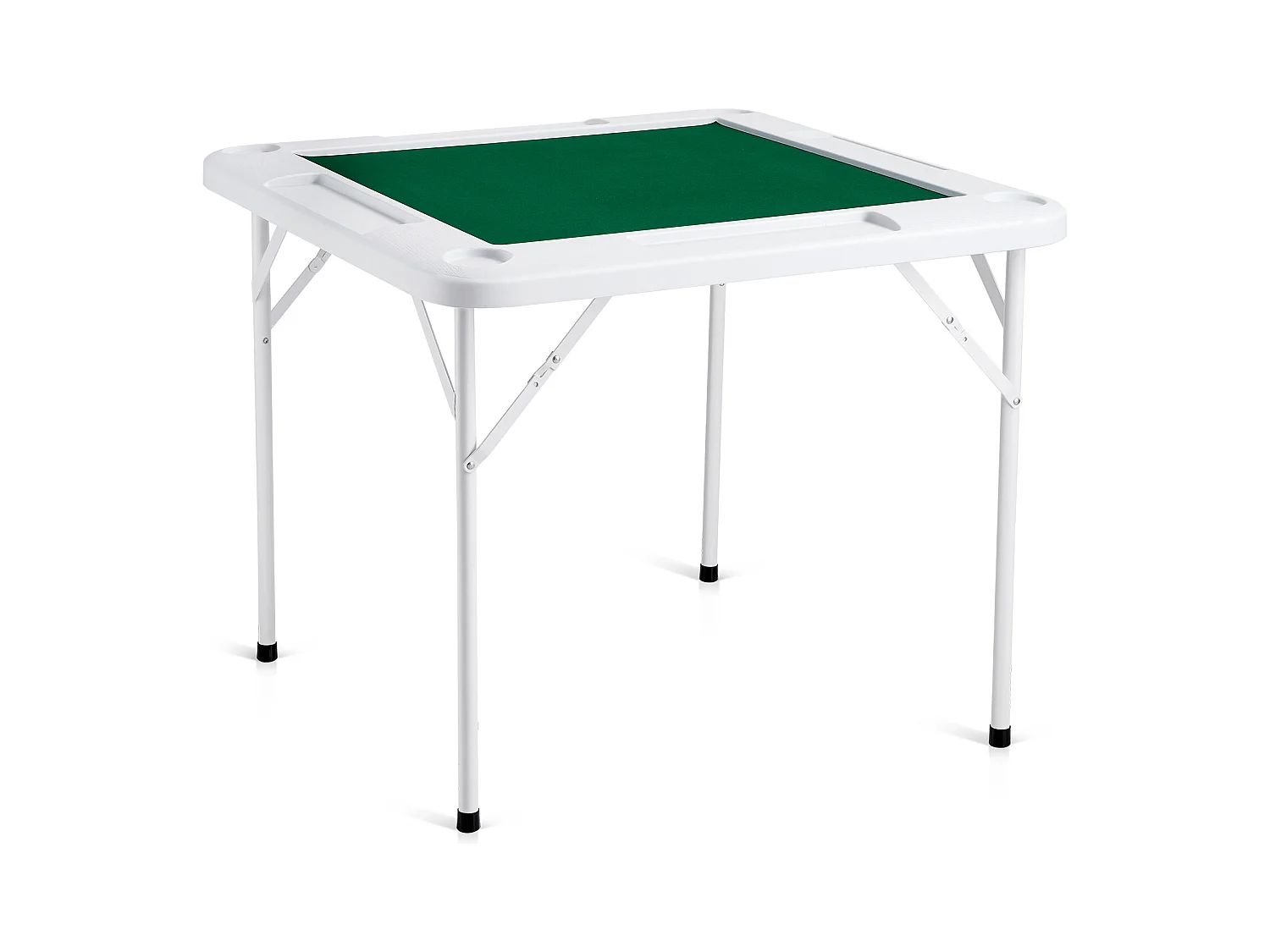 Table de Mahjong SucceBuy pour 4 Joueurs, Table à Cartes Pliable et Tapis de Table, Porte-Gobelet, Plateau à Jetons