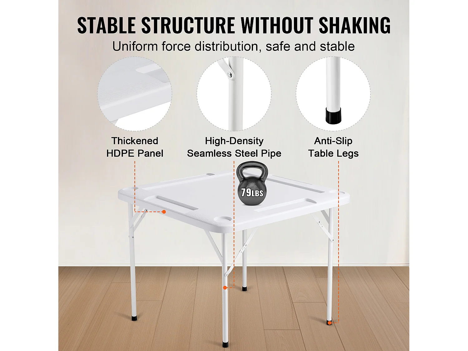 Table de Mahjong SucceBuy pour 4 Joueurs, Table à Cartes Pliable et Tapis de Table, Porte-Gobelet, Plateau à Jetons