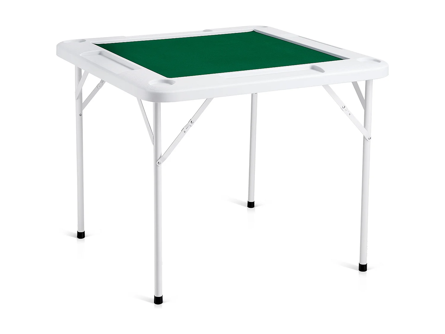 Table de Mahjong SucceBuy pour 4 Joueurs, Table à Cartes Pliable et Tapis de Table, Porte-Gobelet, Plateau à Jetons