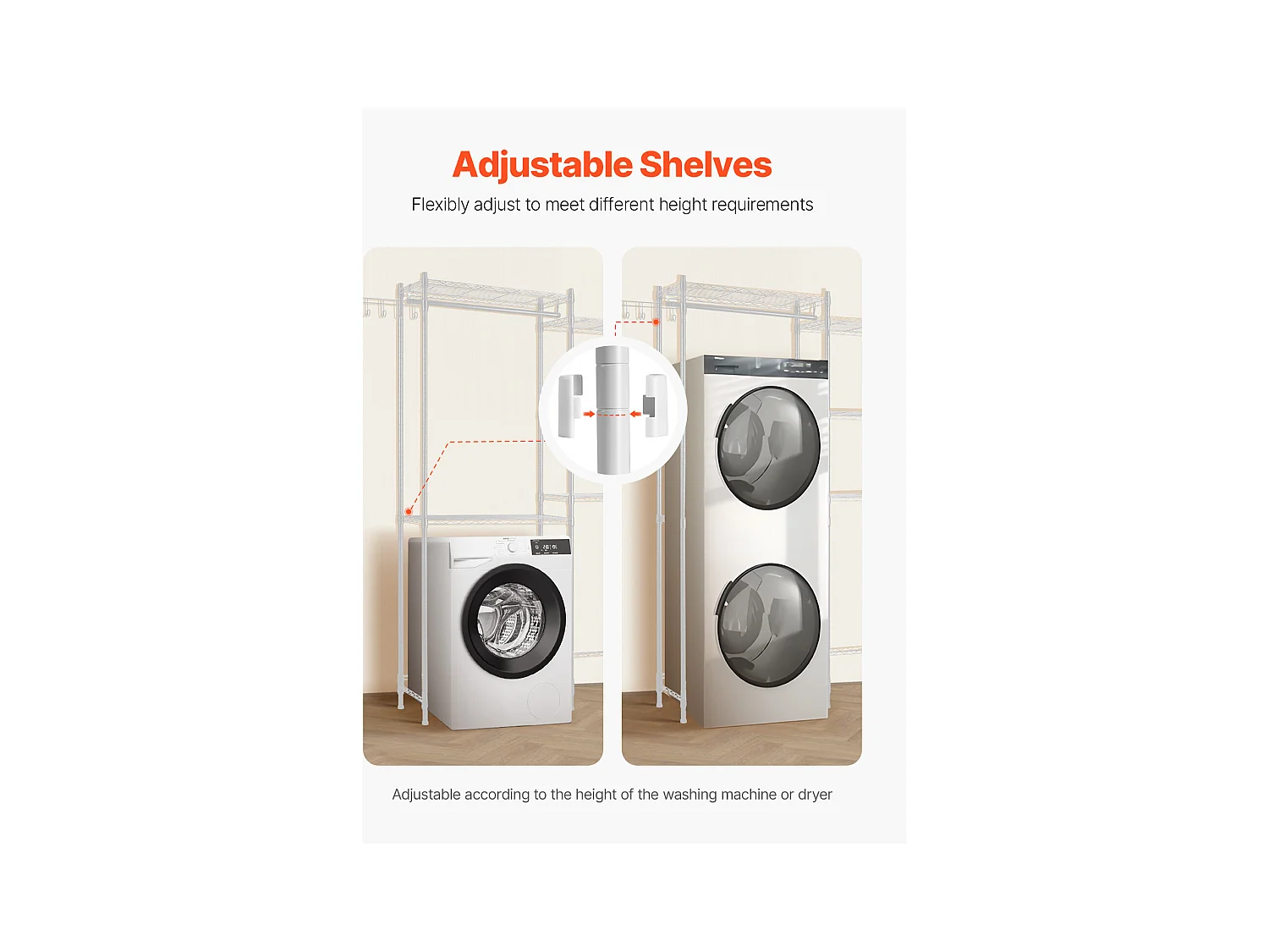 Étagère de Rangement SucceBuy, pour Lave-Linge et Sèche-Linge, à 5 Niveaux Blanc, pour Lave-Linge et Sèche-Linge