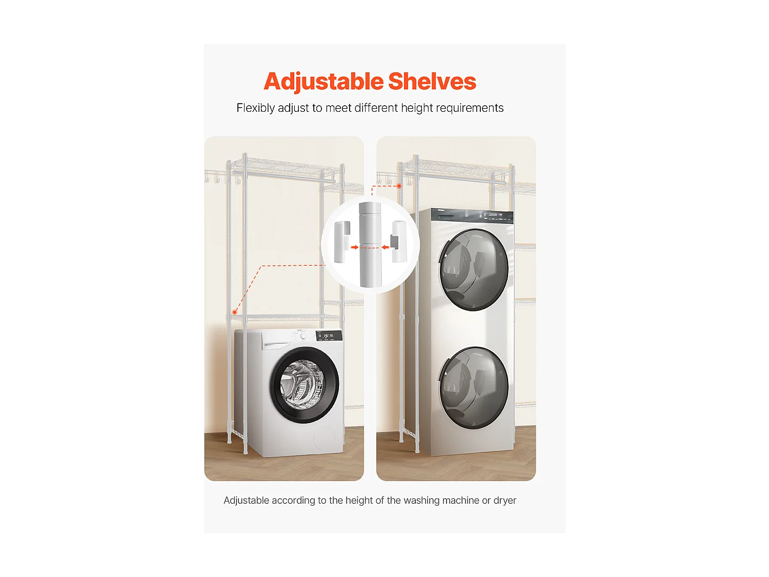 Étagère de Rangement SucceBuy, pour Lave-Linge et Sèche-Linge, à 5 Niveaux Blanc, pour Lave-Linge et Sèche-Linge