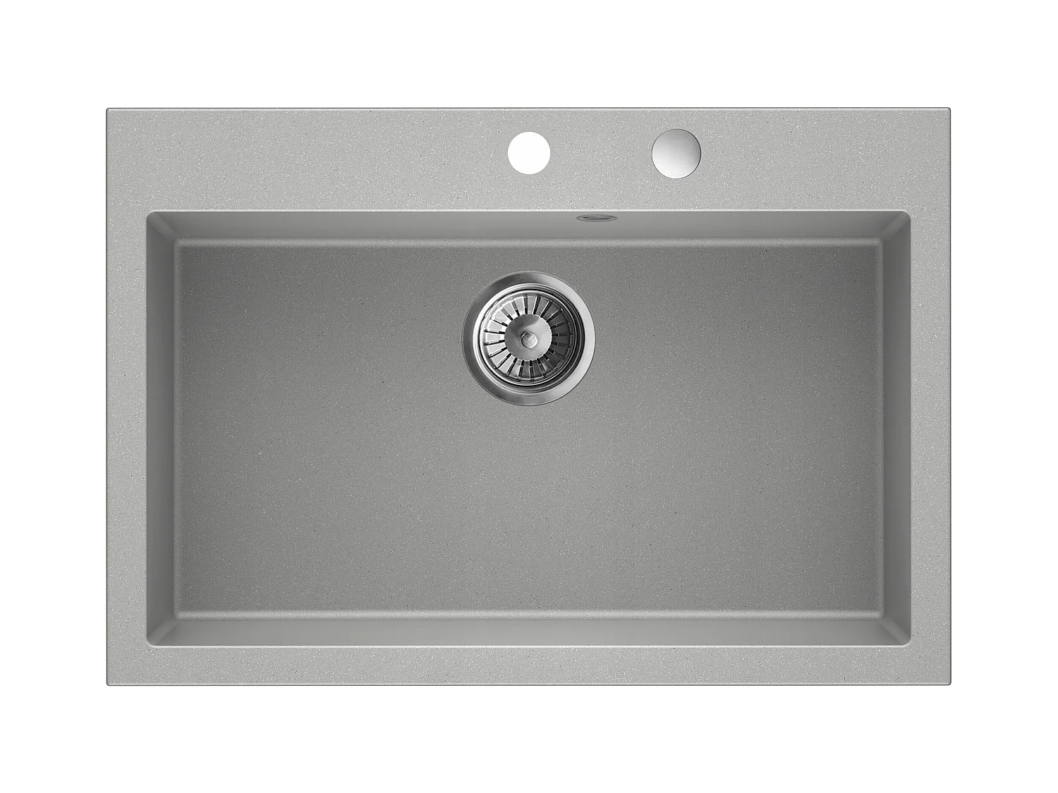 Grand évier ASOIZE GRIS en granit premium - 1 Bac sans égouttoir et vidage inclus