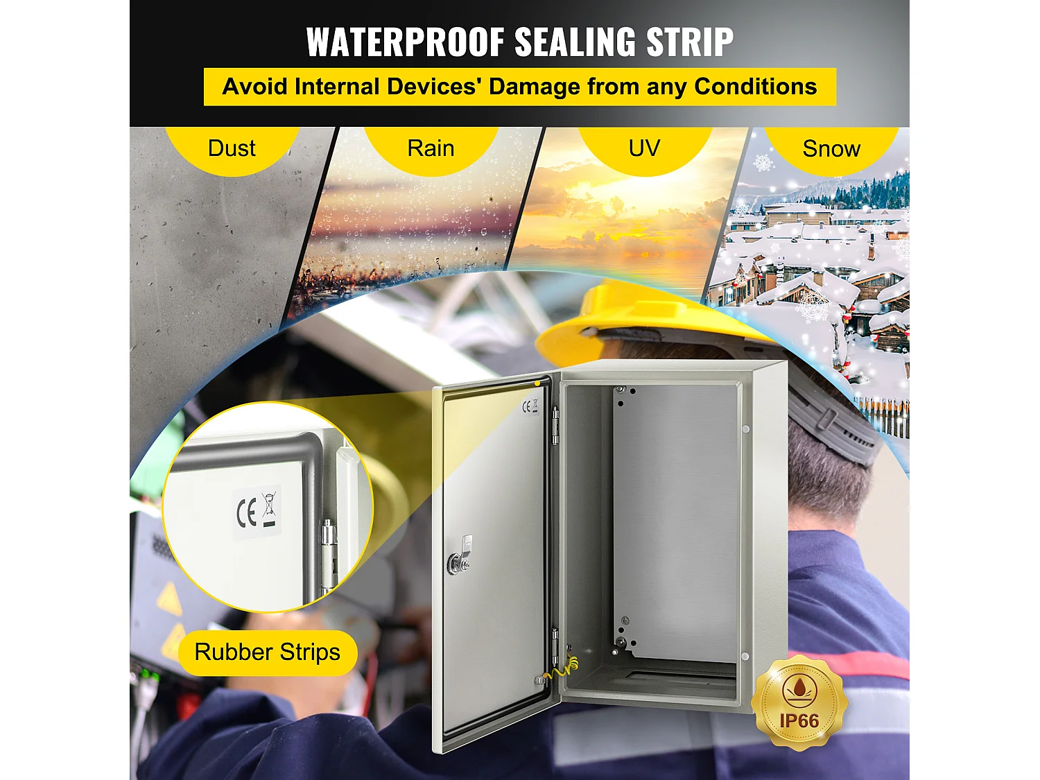 Caixa Elétrica de Aço SucceBuy, 30 x 30 x 20 cm, Caixa de Aço ao Carbono IP65, com Dobradiças Duráveis e Fitas de Vedação