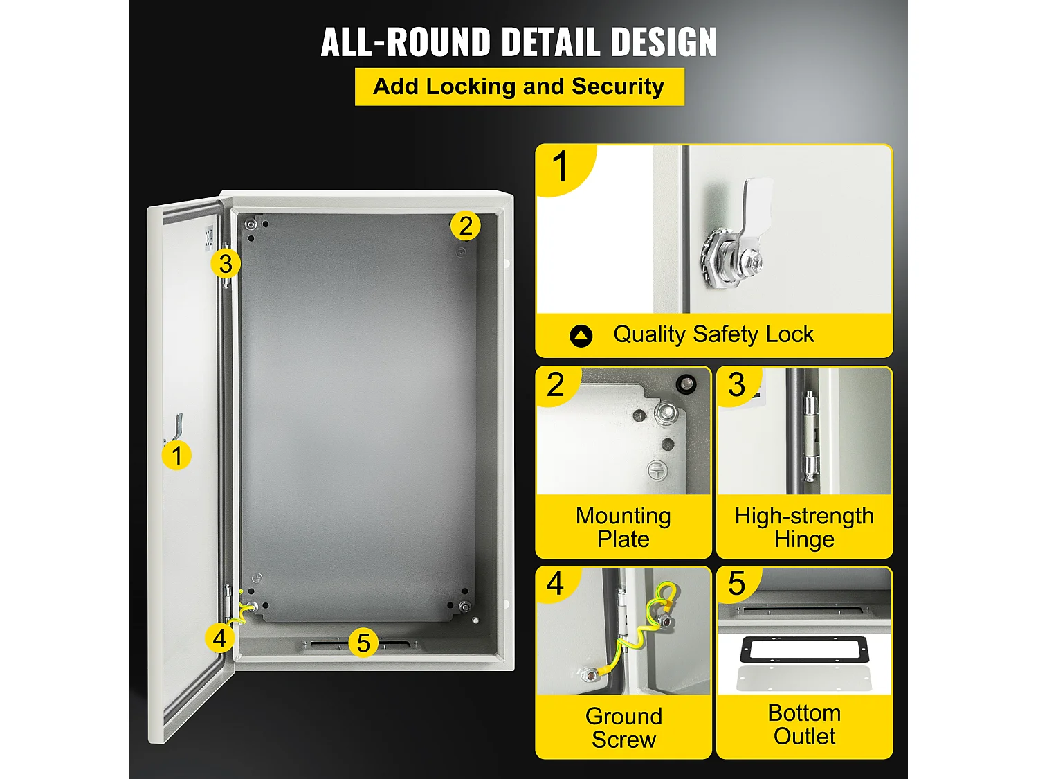 Caixa Elétrica de Aço SucceBuy, 30 x 30 x 20 cm, Caixa de Aço ao Carbono IP65, com Dobradiças Duráveis e Fitas de Vedação