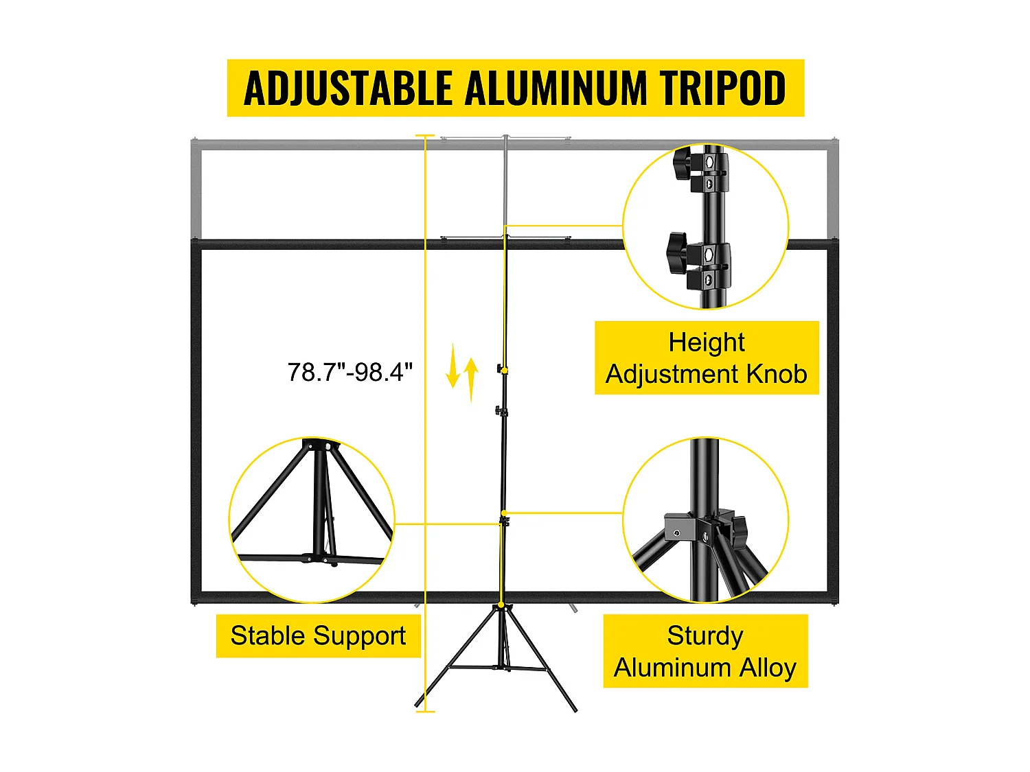 Support pour Écran de Projection SucceBuy sur Trépied 177.8CM 4K HD 16:9 Home Cinema Portable